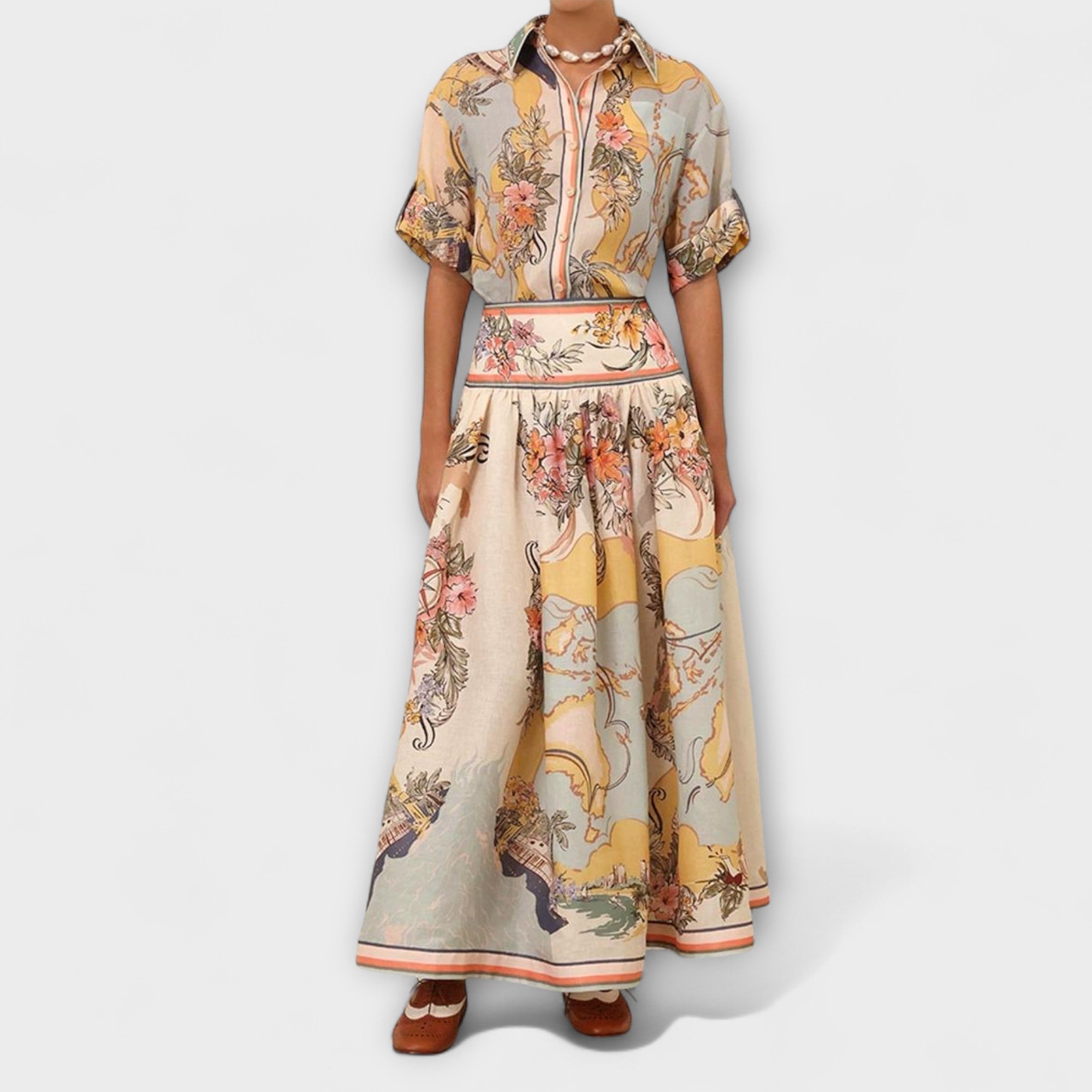 Women’s A-Line Skirt, High-Waisted, Tailored Fit, Sewn Side Pockets, Invisible Back Zip