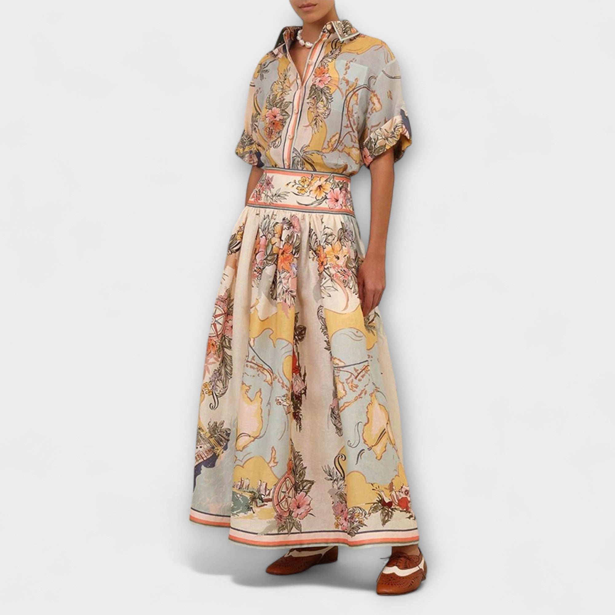 Women’s A-Line Skirt, High-Waisted, Tailored Fit, Sewn Side Pockets, Invisible Back Zip