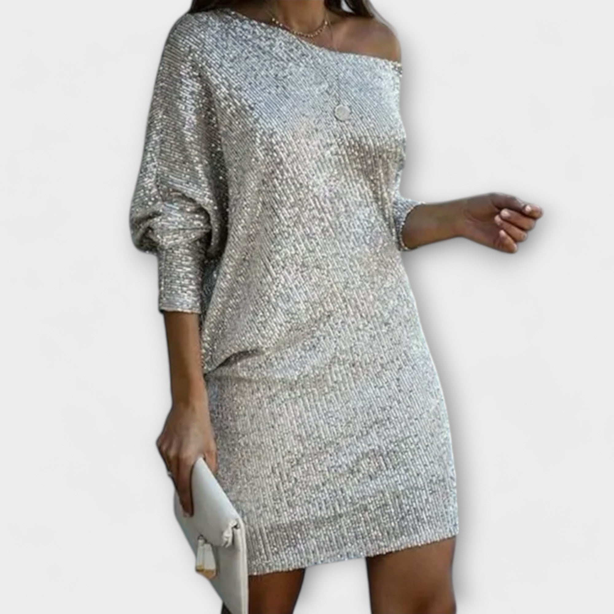 Women’s Sleeveless V-Neck Dress, Sequin Contrast Pattern, Relaxed Fit, Soft Durable Fabric