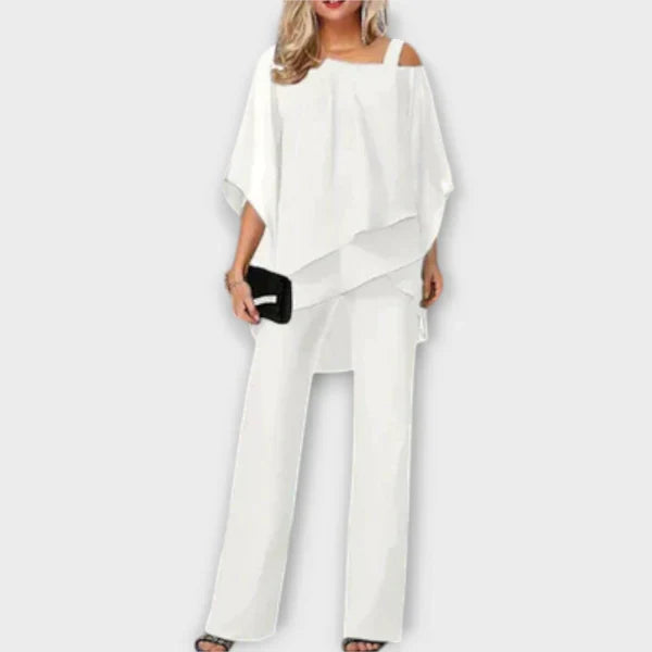 Women’s Chiffon Off-Shoulder Dress, Elegant Fit, Sophisticated Silhouette