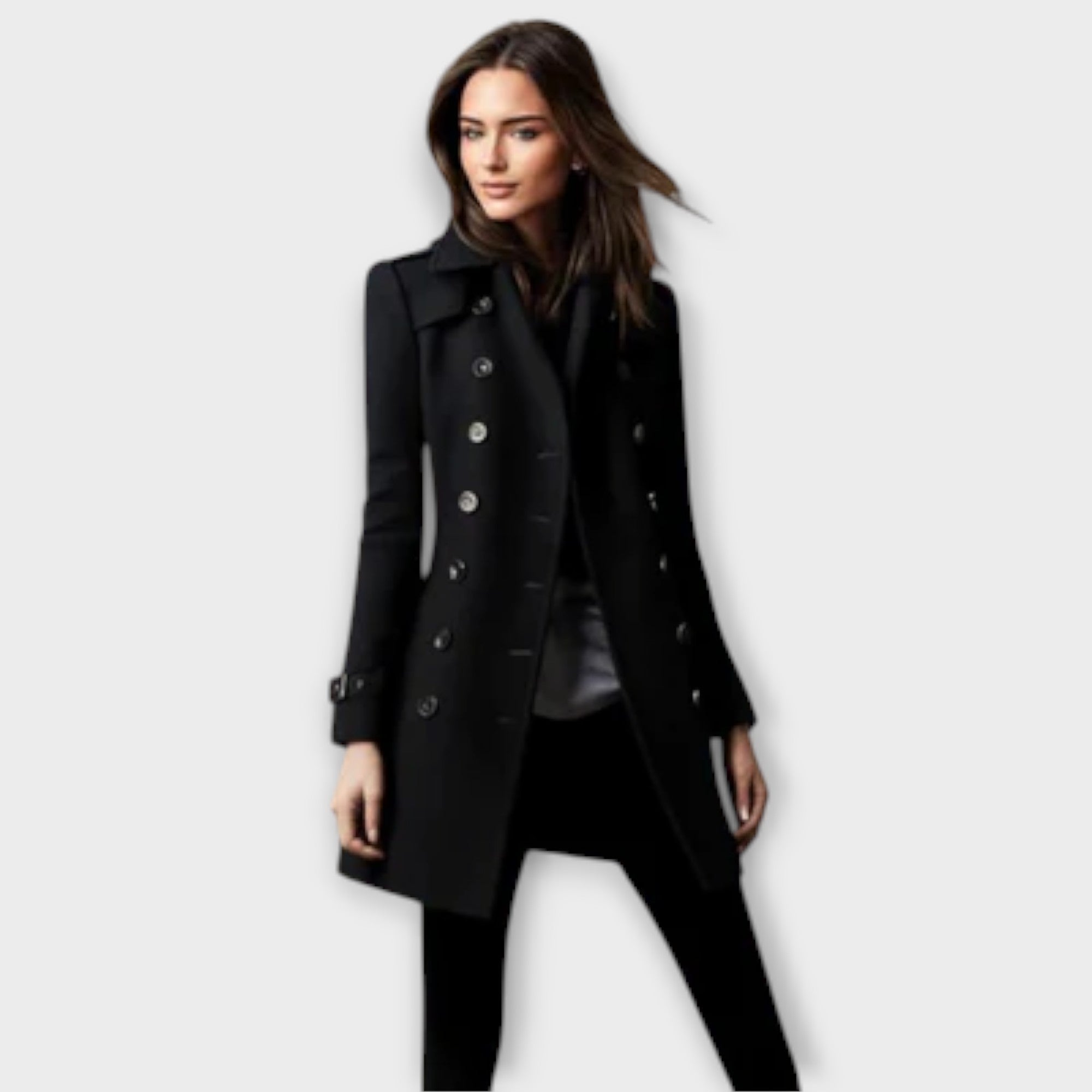 Women’s Trench Coat, Tailored Fit, Double-Breasted, Weather-Resistant Fabric