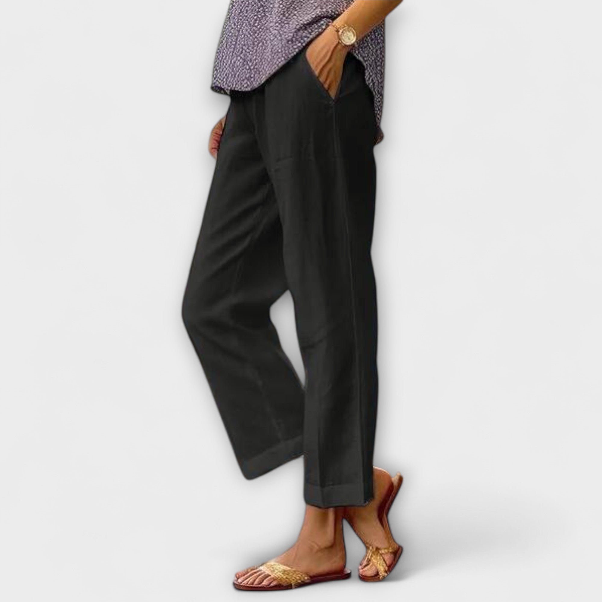 Women’s Trousers, Relaxed Straight Fit, Breathable Fabric, Warm-Weather Comfort