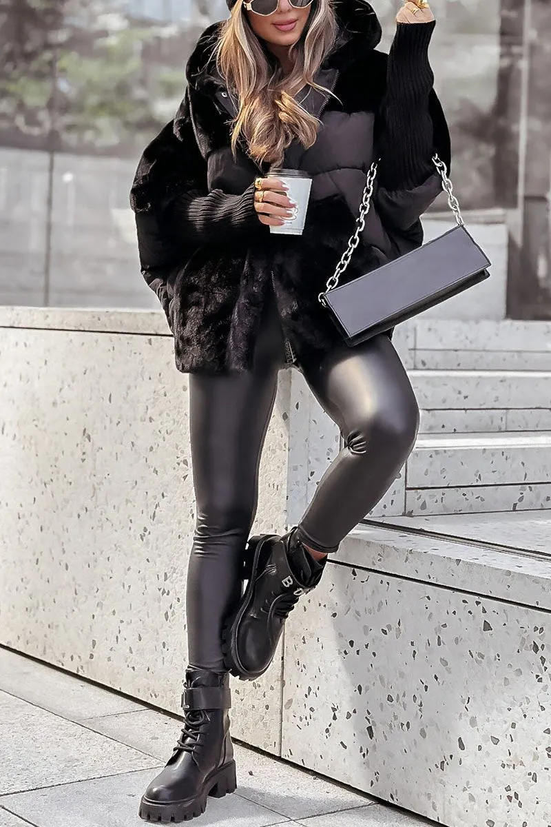 Women’s Puffer Jacket, Warm Fit, Fleece-Lined Hood, Teddy Mix Interior, Insulated Outer Shell