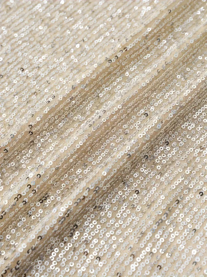 Women’s Sleeveless V-Neck Dress, Sequin Contrast Pattern, Relaxed Fit, Soft Durable Fabric