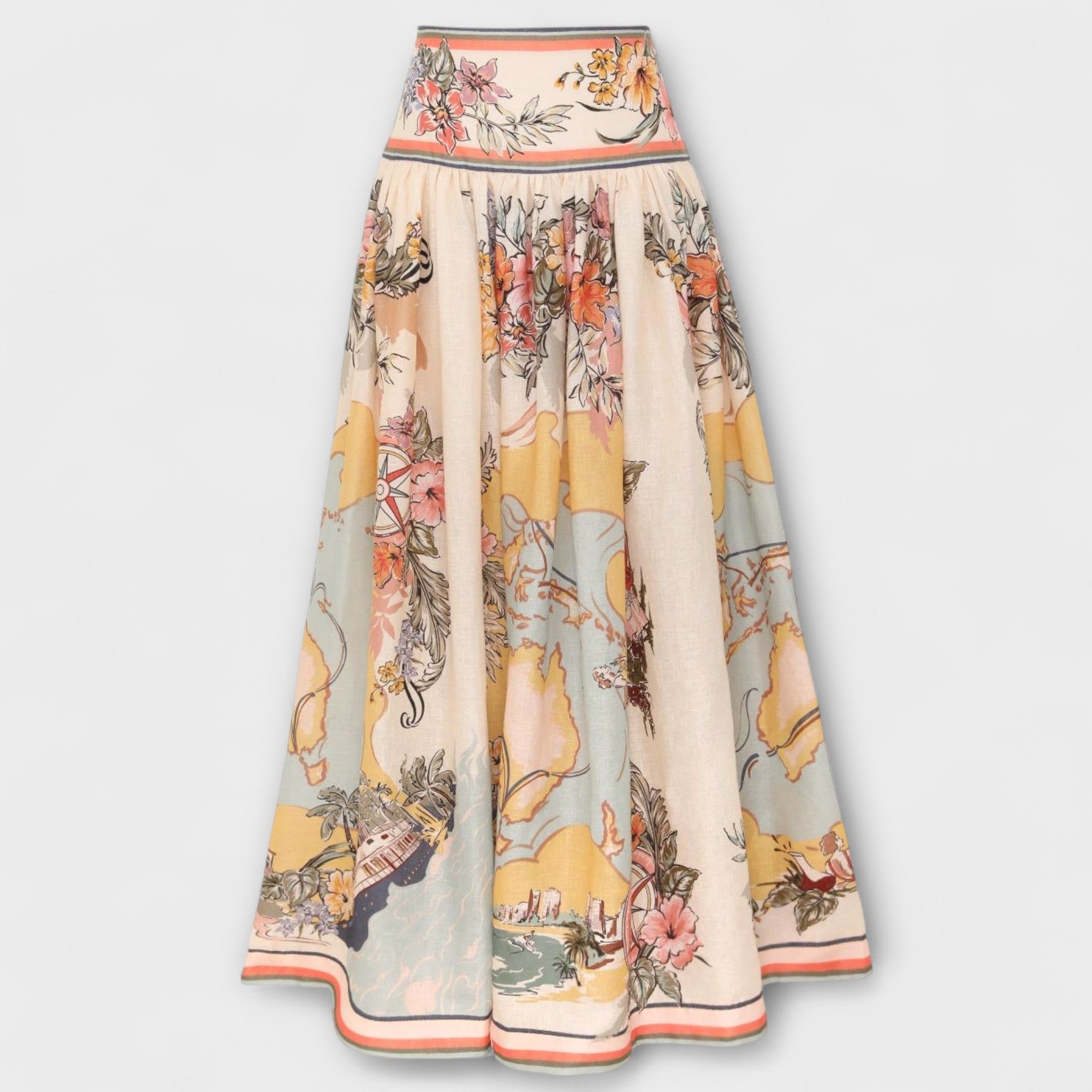 Women’s A-Line Skirt, High-Waisted, Tailored Fit, Sewn Side Pockets, Invisible Back Zip