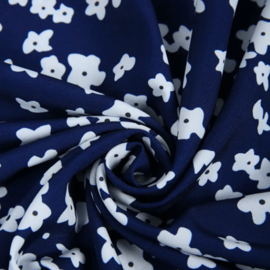 Women’s Lightweight Floral Dress, Short Sleeve, V-Neck, Flowing Fit, Breathable Fabric