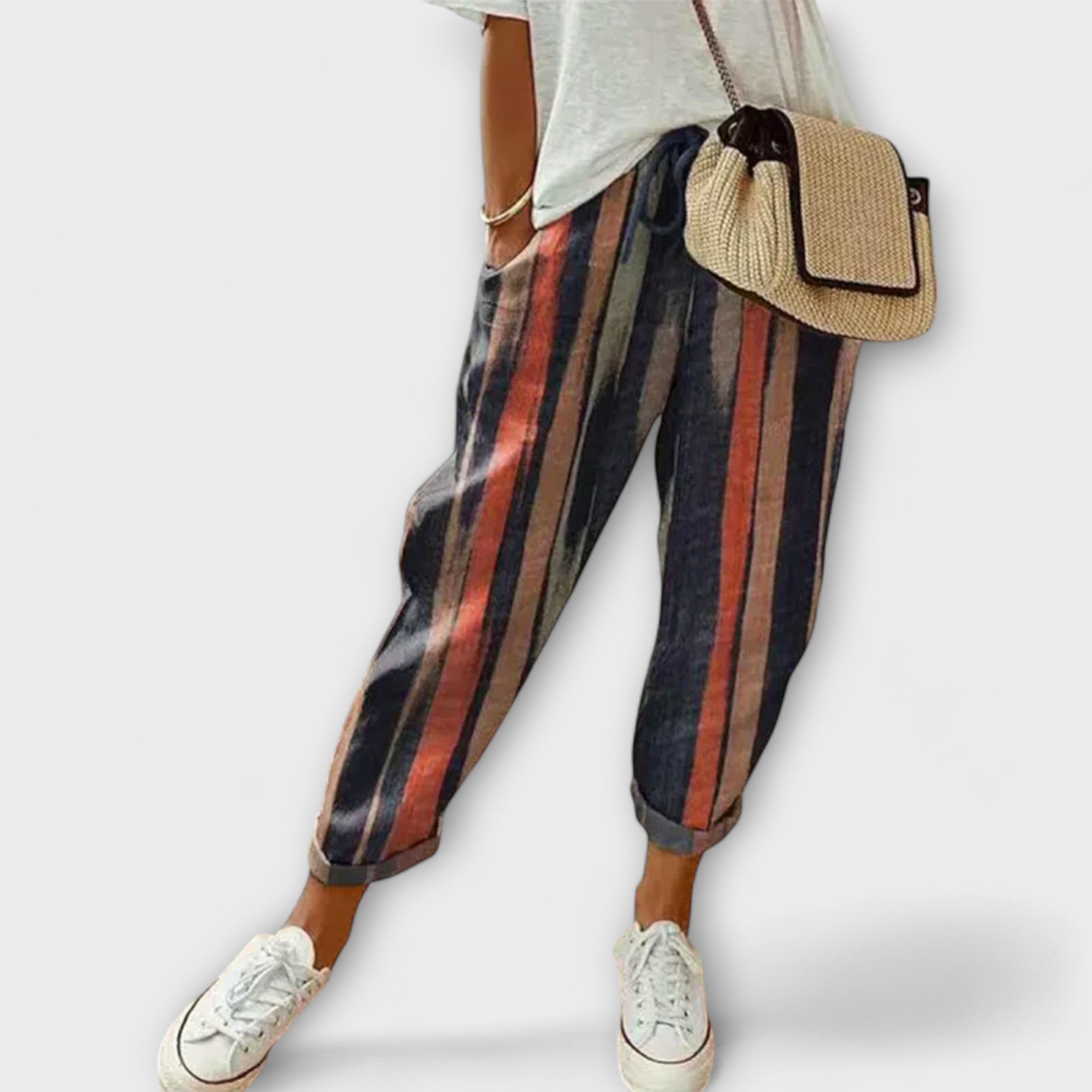 Women’s Cotton Linen Blend Trousers, Lightweight, Relaxed Fit, Breathable Durable Fabric