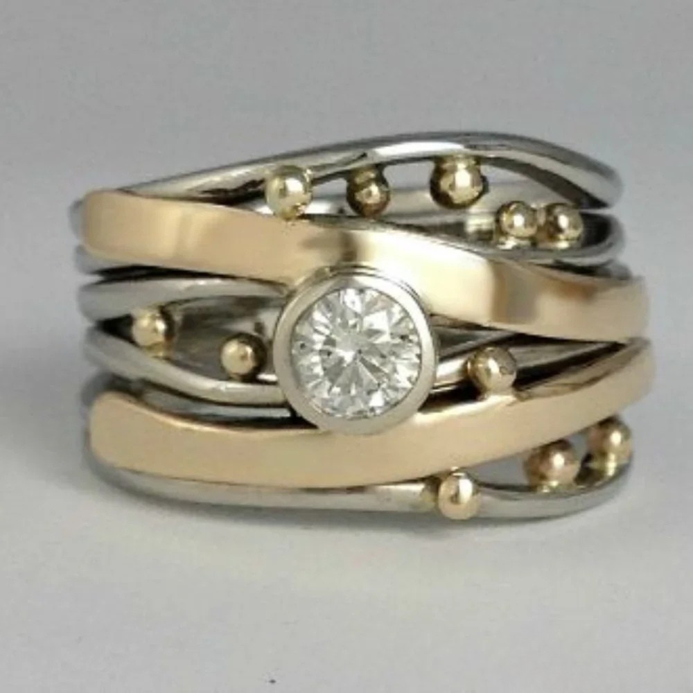 Women’s Gold Ring, Durable Polished Finish, Luminous Stones