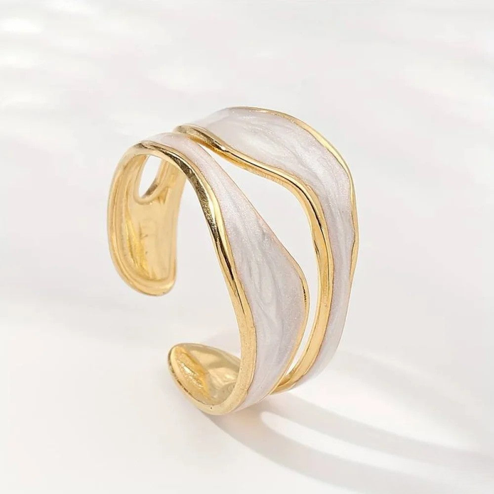 Gold Ring with Sparkling Gemstones, Durable Metal, Radiant Finish
