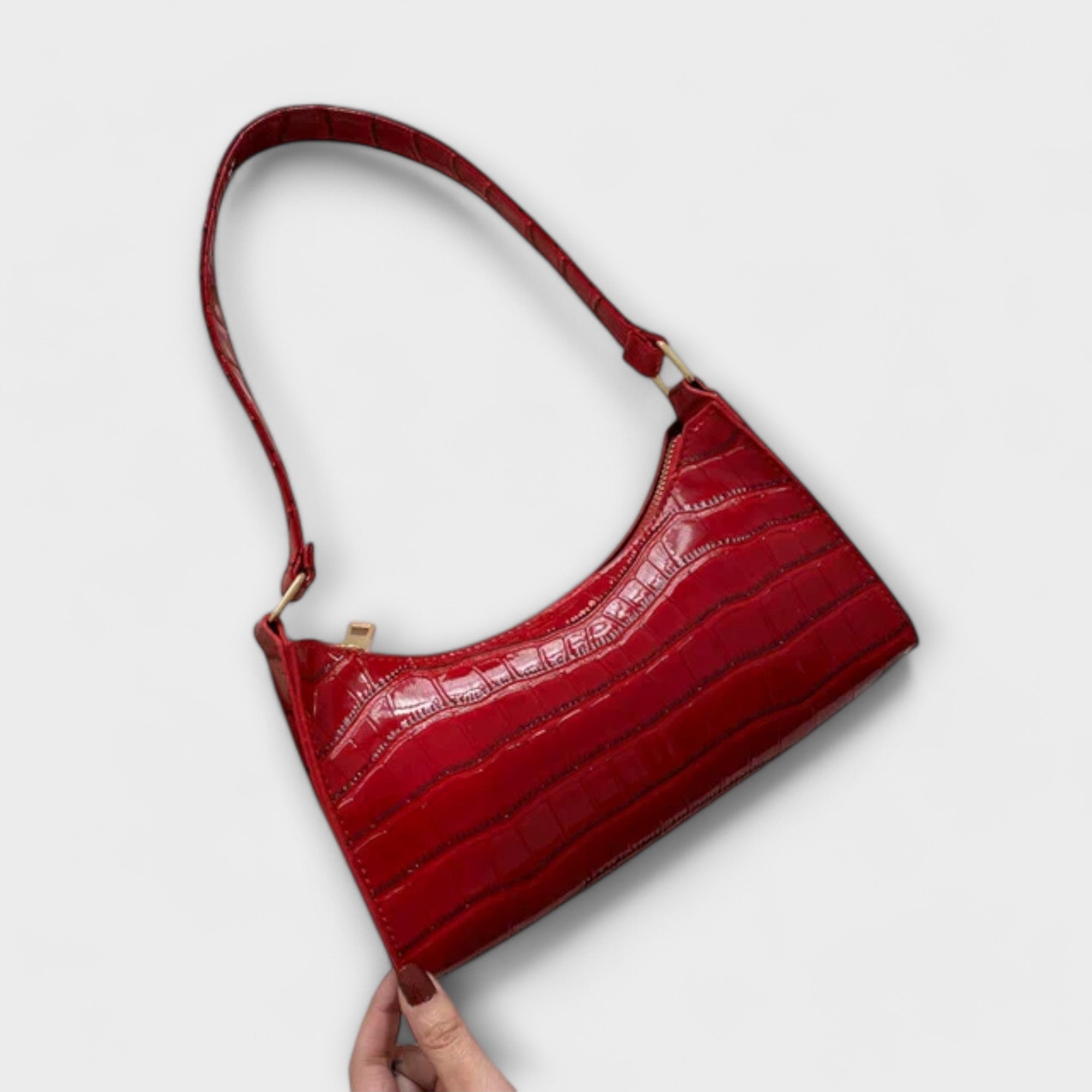 Leather Bag, Glossy Finish, Spacious Interior, Comfortable Handles, Versatile Design