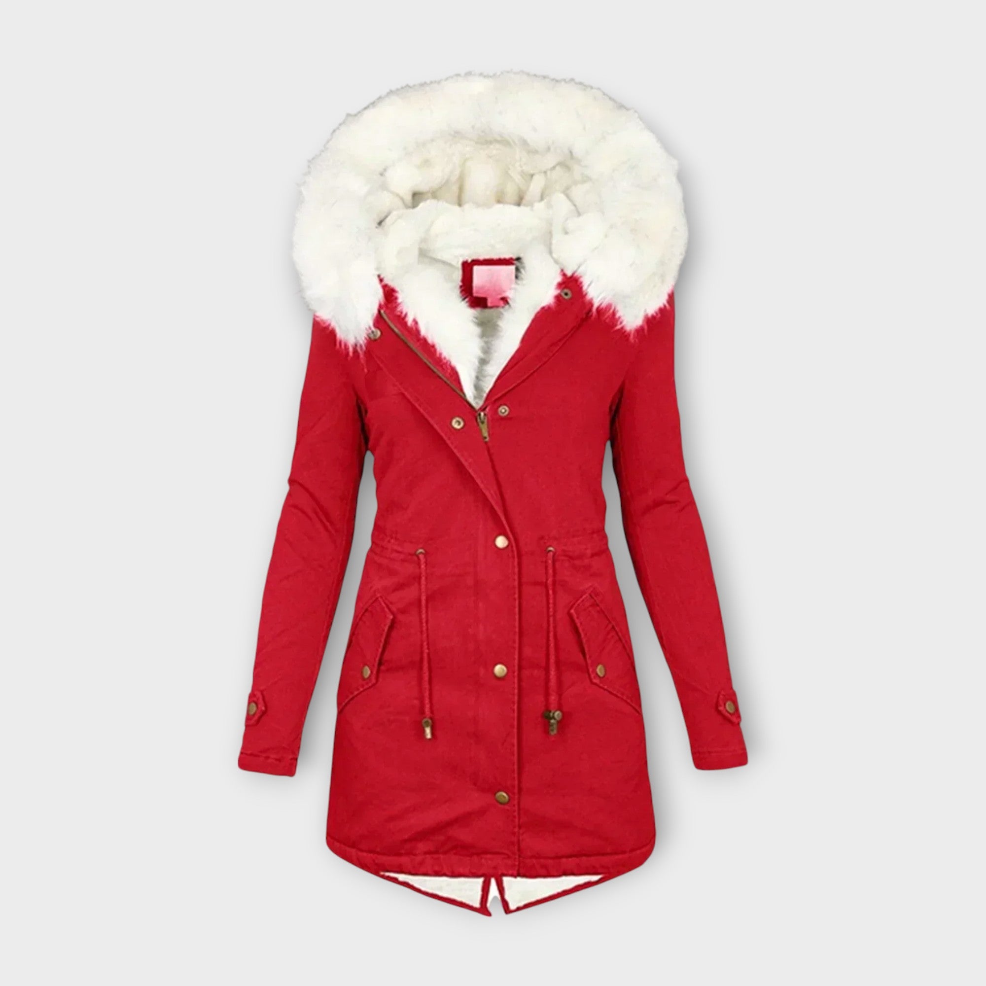Women’s Winter Jacket, Extended Length, Long Sleeve, Insulated with Fur Lining, Weather-Resistant