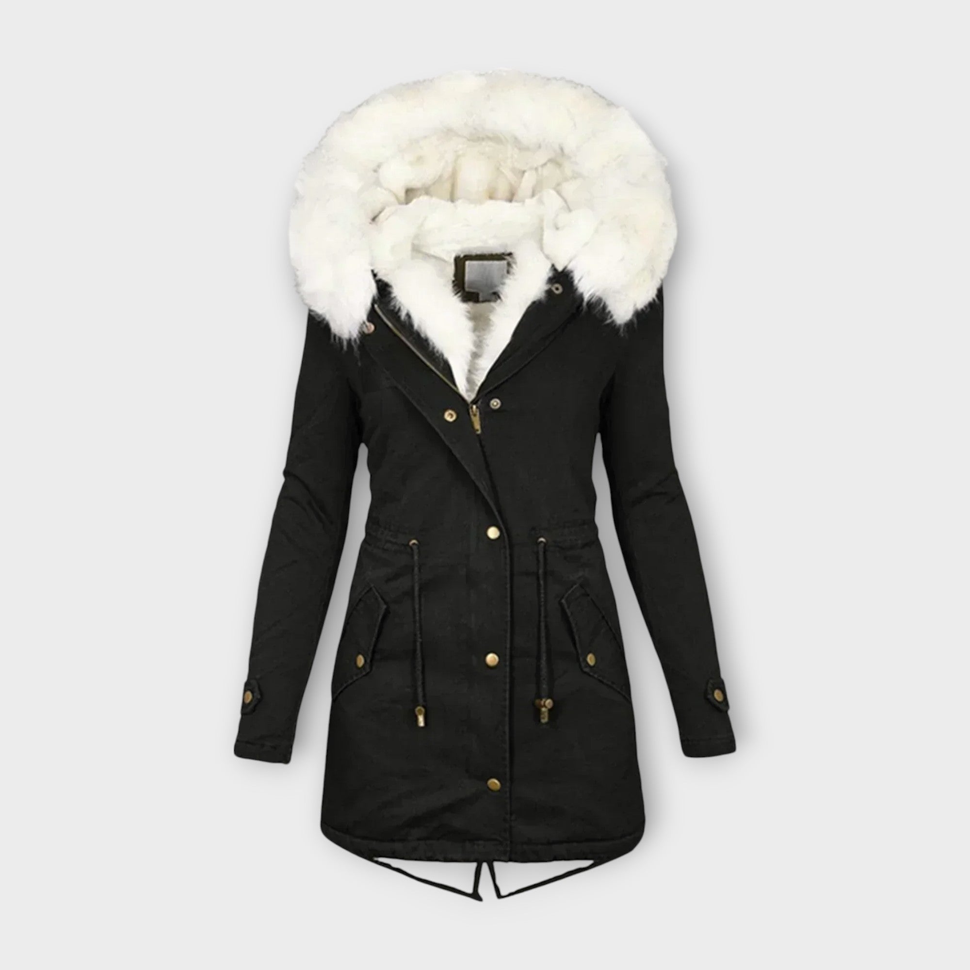 Women’s Winter Jacket, Extended Length, Long Sleeve, Insulated with Fur Lining, Weather-Resistant
