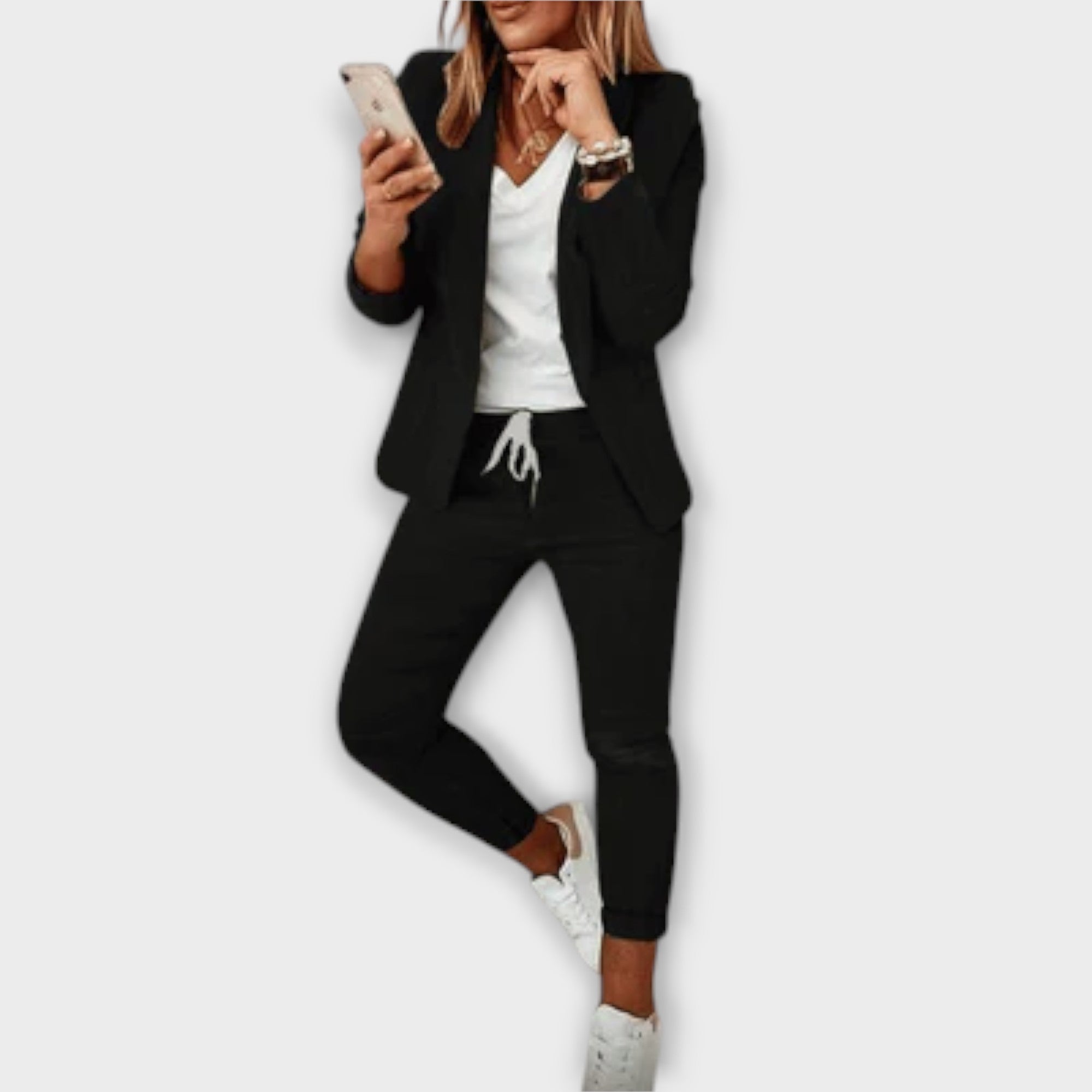 Women’s Tailored Blazer Set, Long Sleeve, Notched Collar, Professional Fit, Premium Fabric