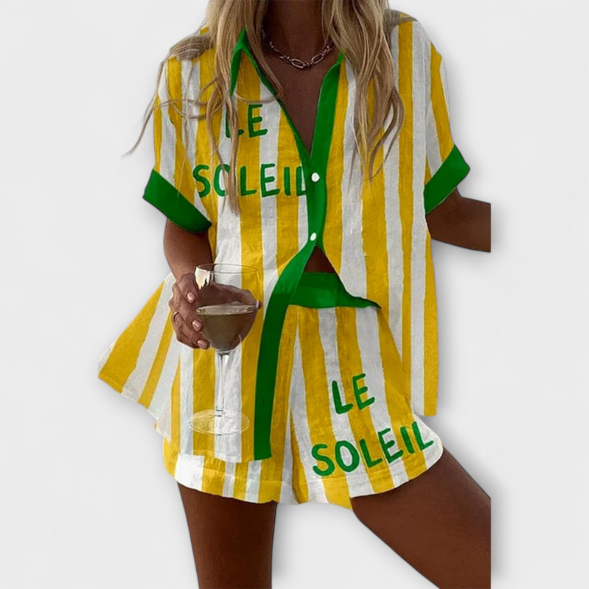 Women’s Short Yellow Dress, Short Sleeve, Crew Neck, Lightweight Breathable Fabric, Tailored Fit