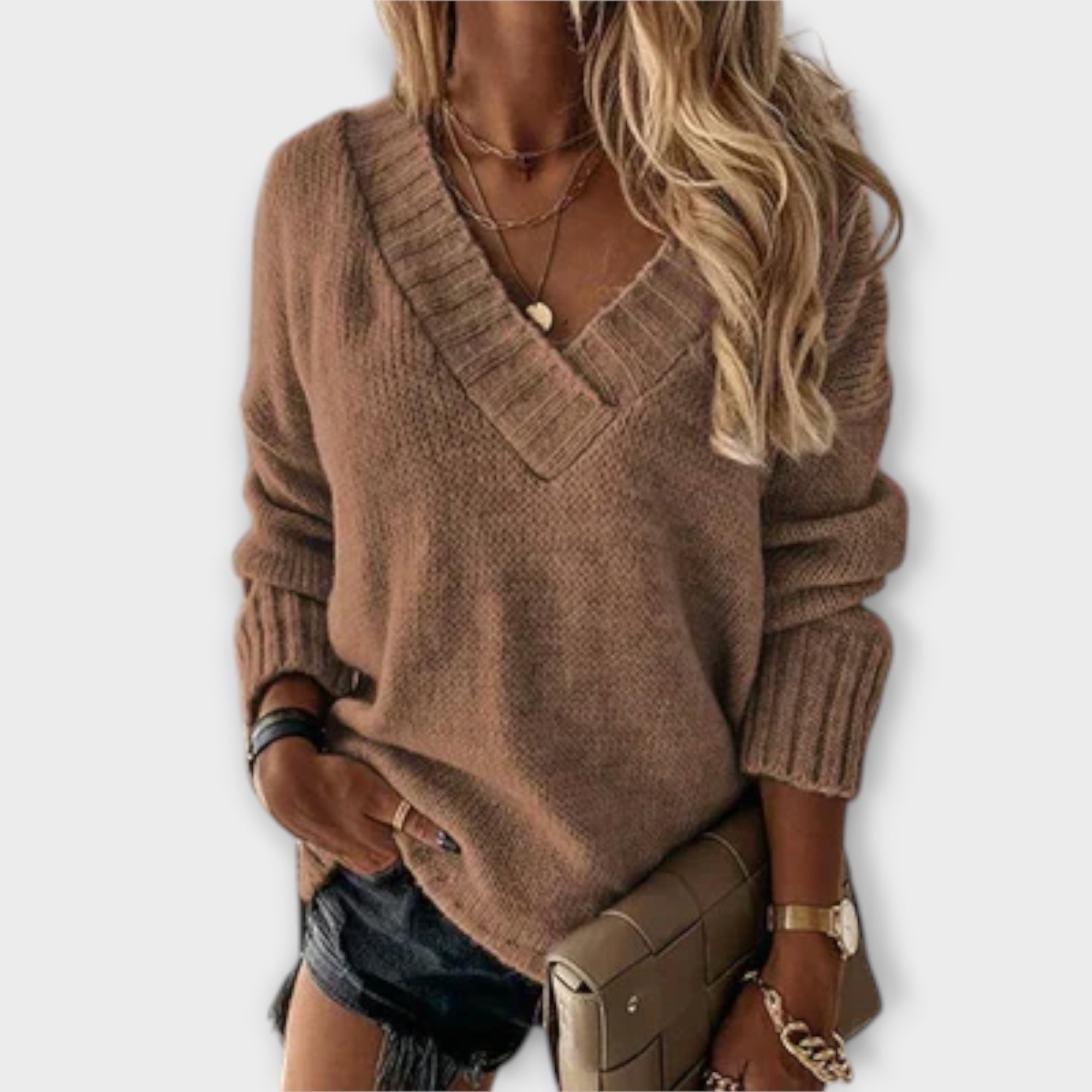 Women’s Jumper, Lightweight, Soft Yarn, Long Sleeve, V-Neck, Relaxed Fit