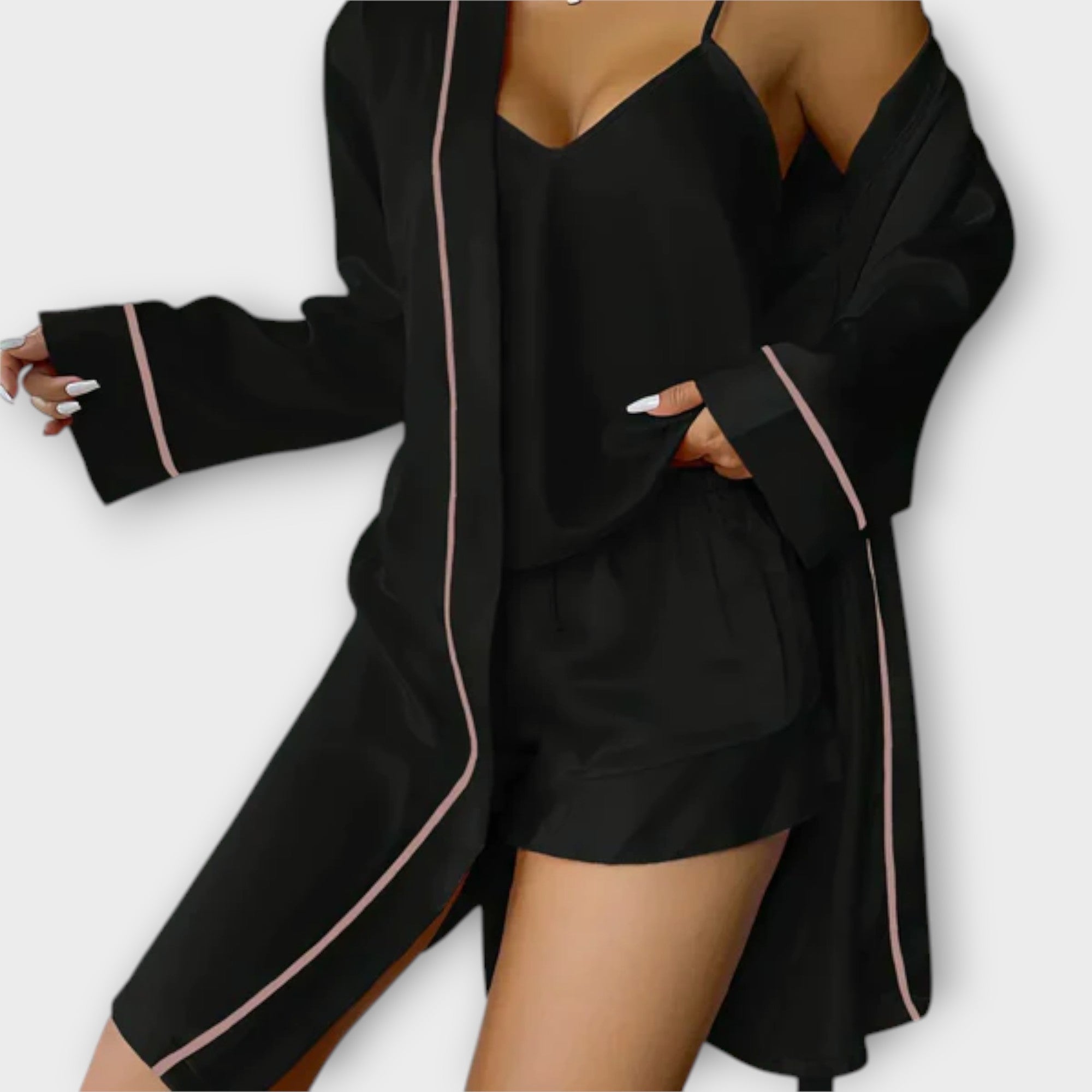 Women’s 3-Piece Pyjama Set, Soft Breathable Fabric, Relaxed Fit, Lightweight Comfort