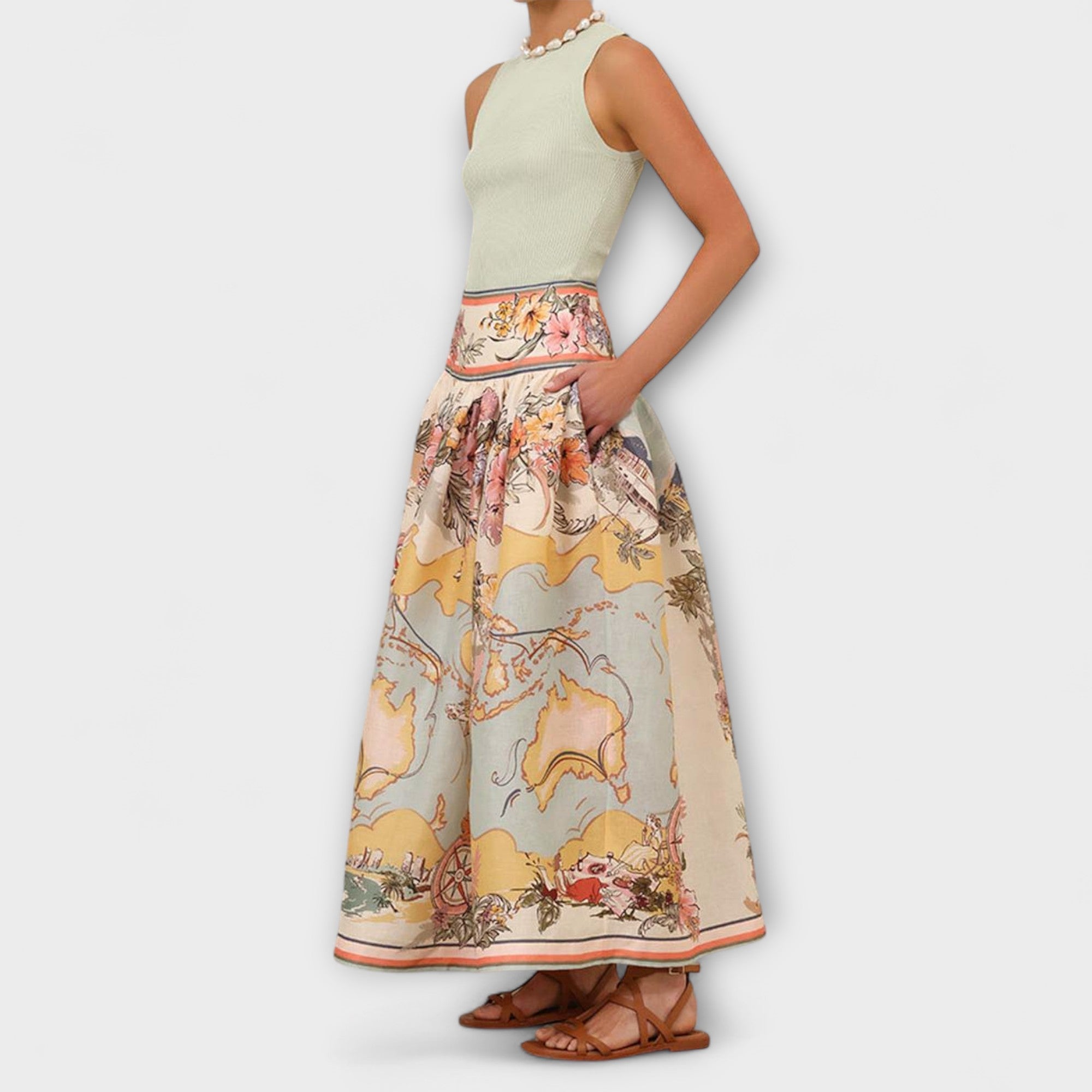 Women’s A-Line Skirt, High-Waisted, Tailored Fit, Sewn Side Pockets, Invisible Back Zip