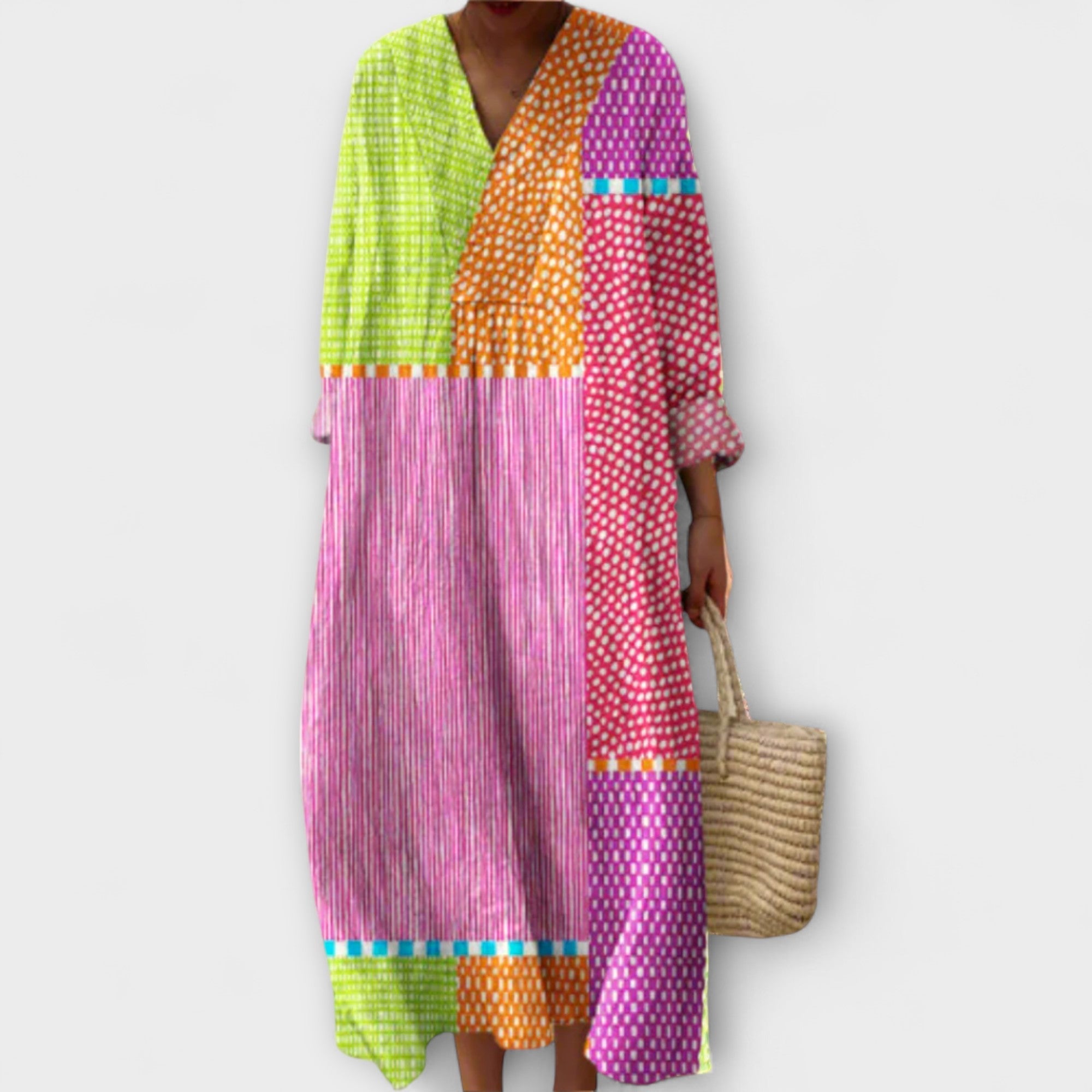 Women’s Dress, Geometric Pattern, Loose Fit, Breathable Fabric, Versatile Design