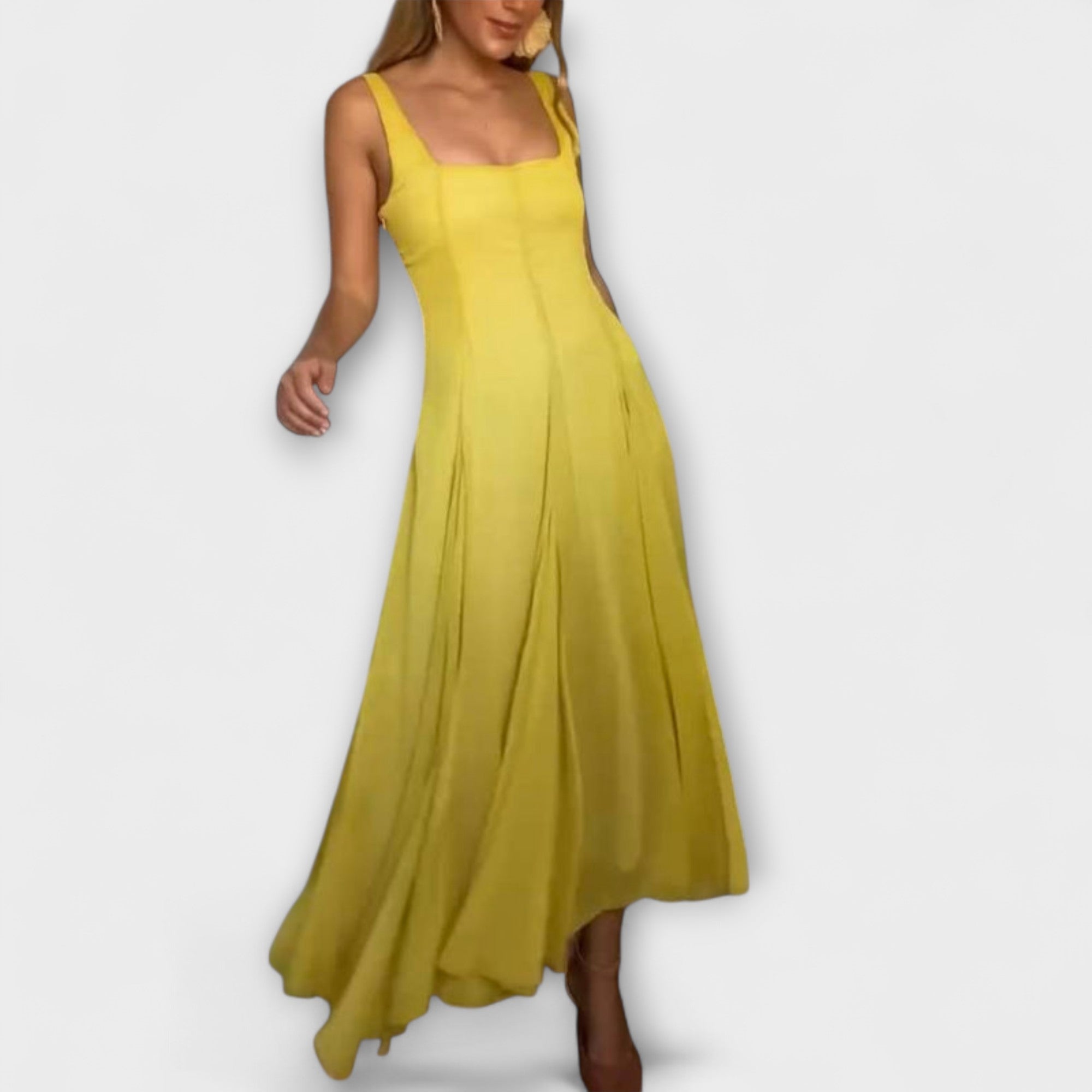 Women’s Dress, Square Neckline, Fitted Silhouette, A-Line Skirt, Versatile Occasion Wear