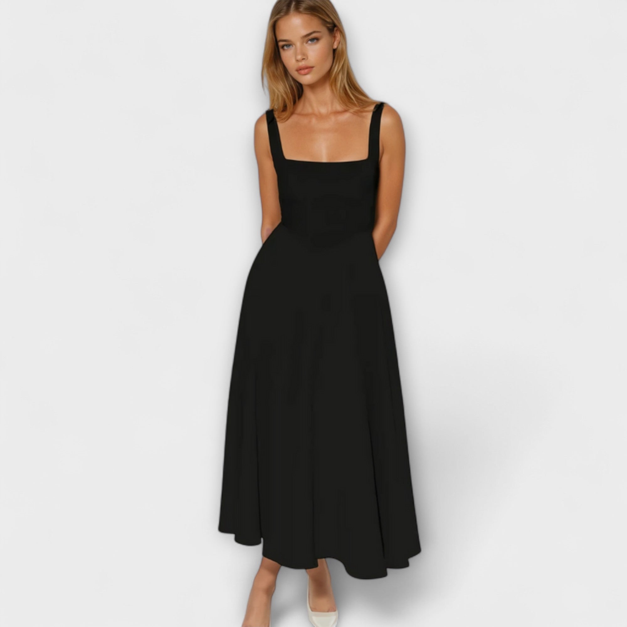 Women’s Evening Dress, Sleeveless, Heart-Shaped Neckline, Tailored Fit, Flowing Skirt