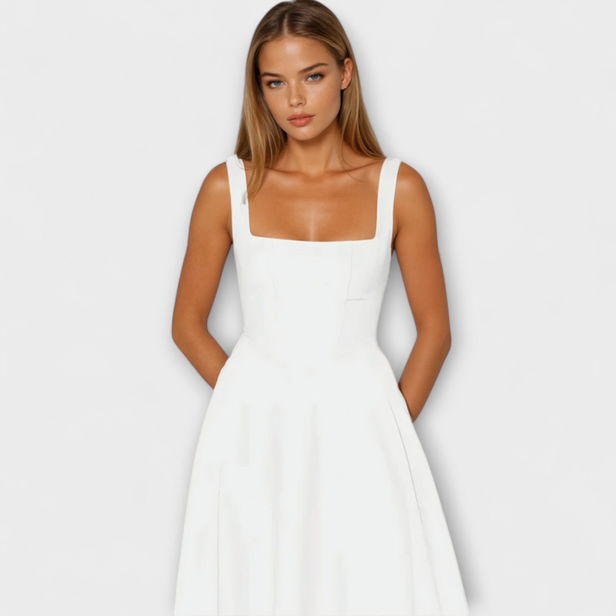 Women’s Evening Dress, Sleeveless, Heart-Shaped Neckline, Tailored Fit, Flowing Skirt