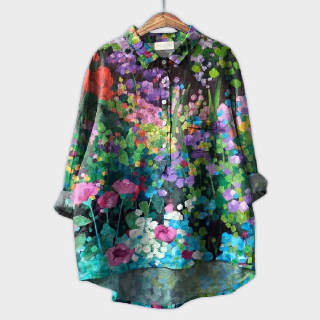 Women’s Floral Blouse, Soft Fabric, Loose Fit, Breathable Design
