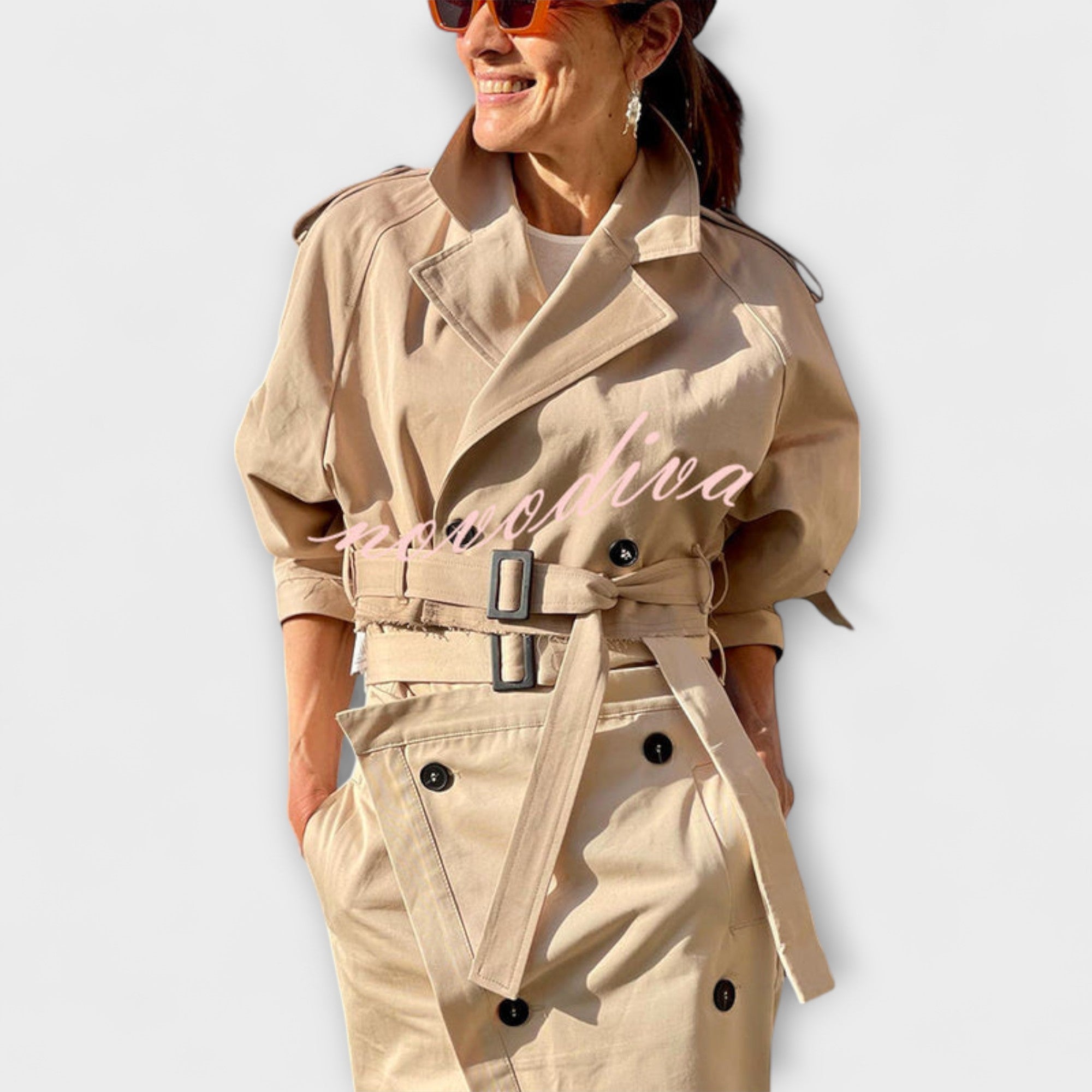 Women’s Knee-Length Dress, Polyester, Long Sleeve, Lapel Neckline, Soft Cut