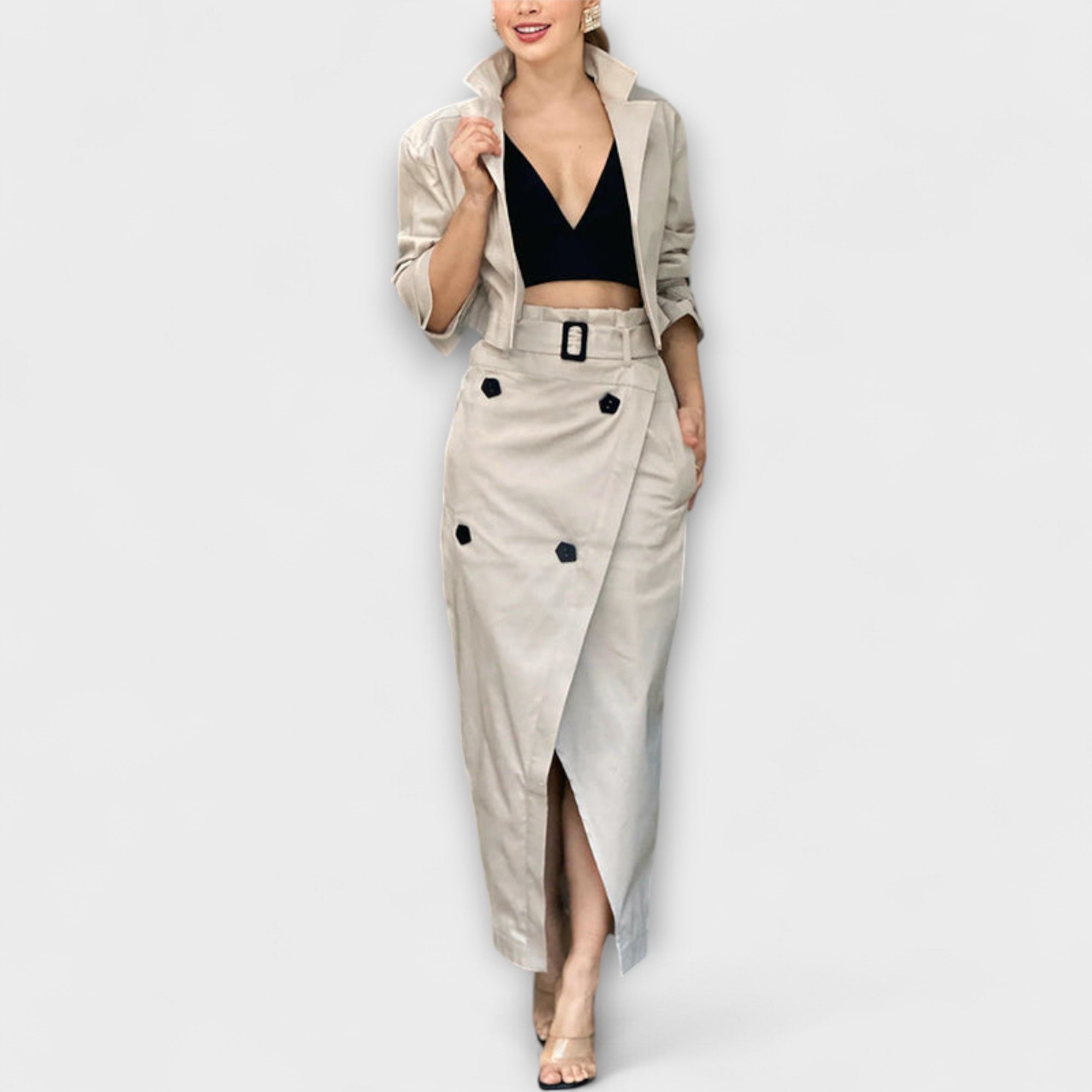 Women’s Knee-Length Dress, Polyester, Long Sleeve, Lapel Neckline, Soft Cut