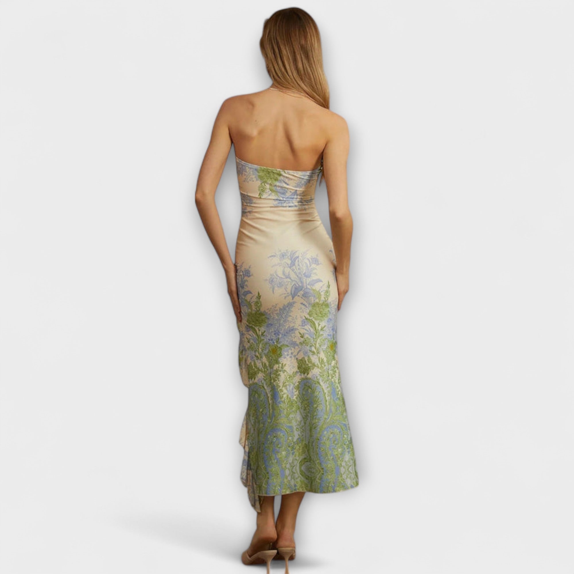 Women’s Lightweight Dress, Elastane Polyester Blend, Flowing Fit, Boho-Chic Style