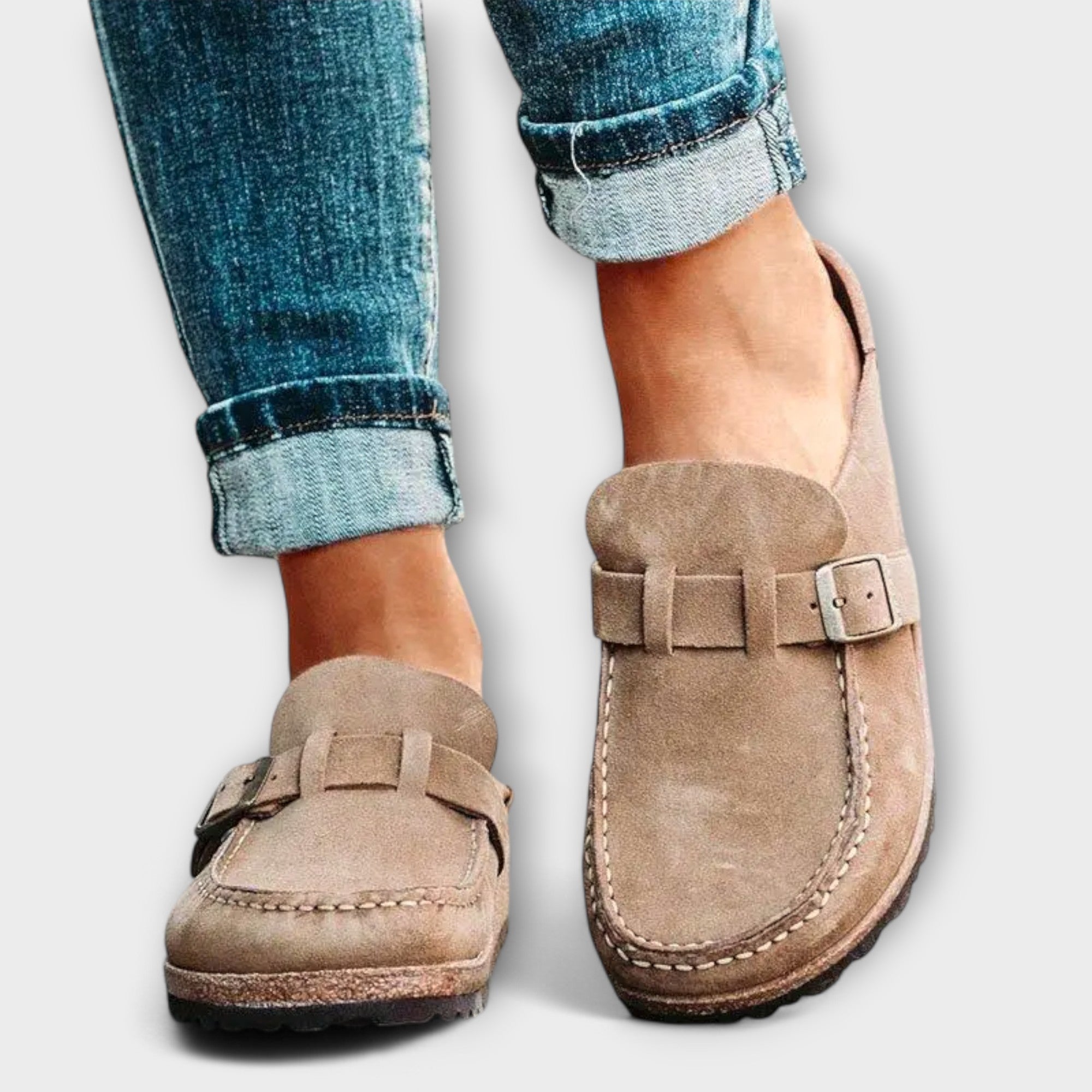 Women’s Loafers Natural Fiber Slip-On Flexible Sole Comfortable with Buckle Detail