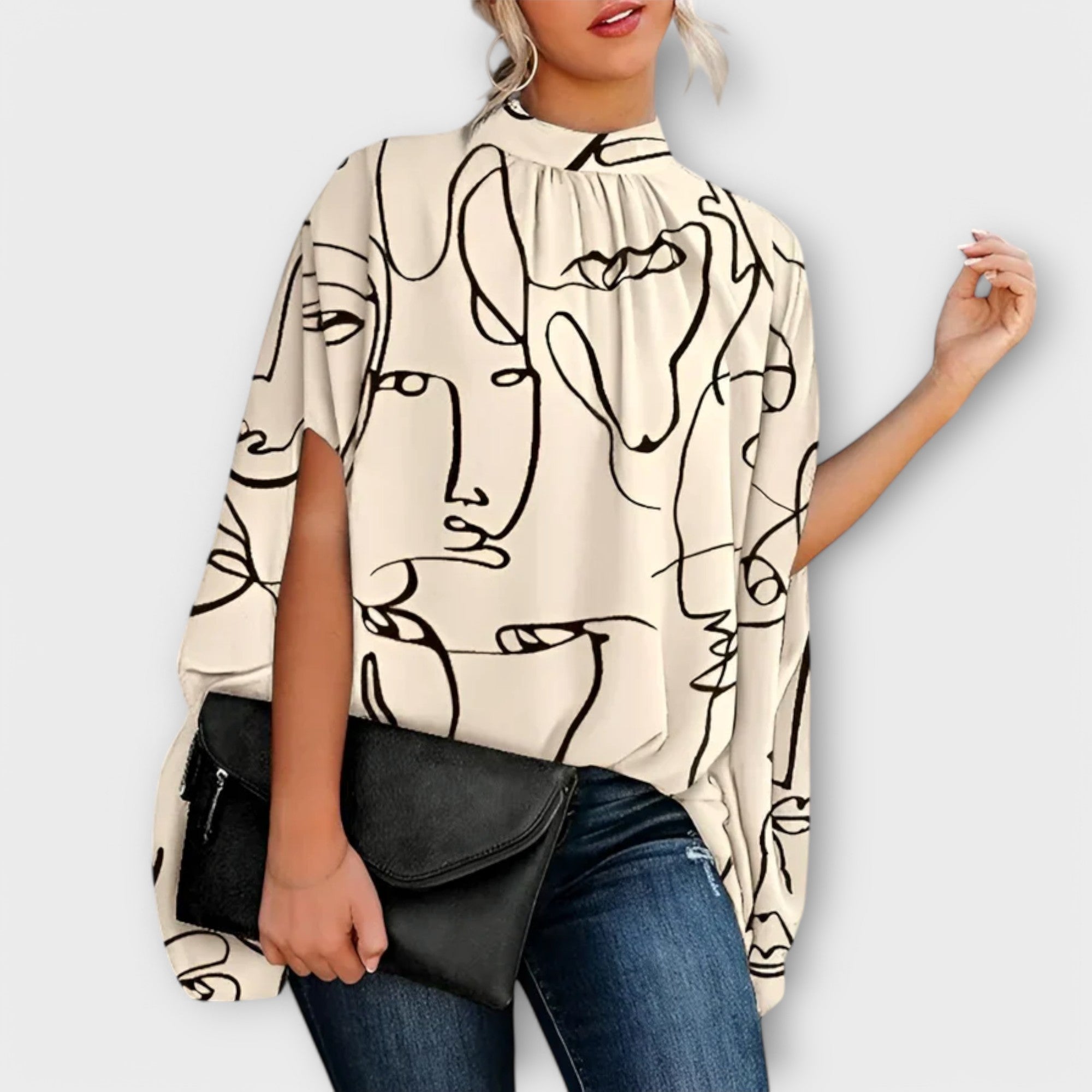 Women’s Long Sleeve Blouse, Round Neckline, Streamlined Fit, Comfortable Fabric, Versatile Wear