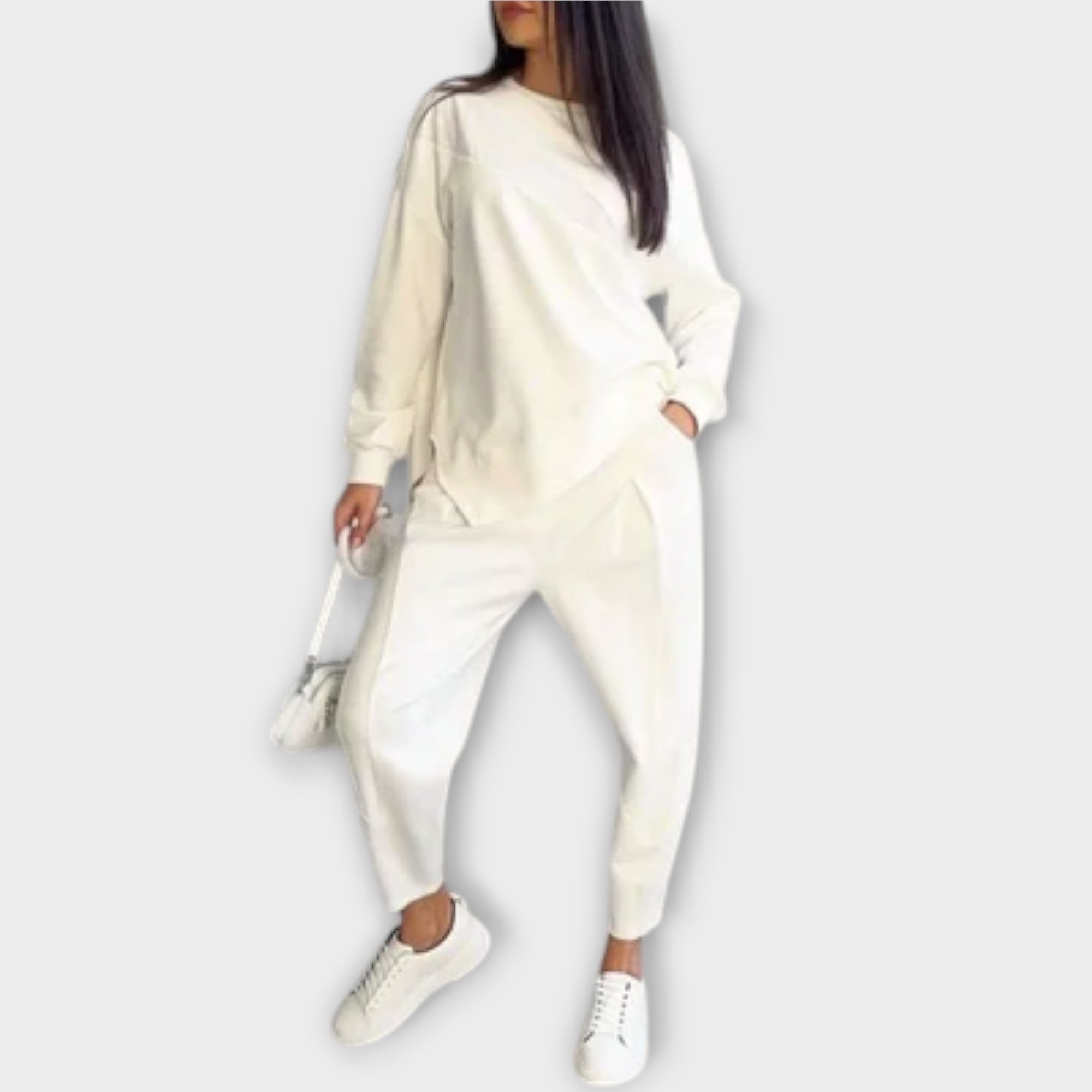 Women’s Long Sleeve Dress, Round Neck, Ergonomic Fit, Mixed Fabric, Comfortable Durable Blend