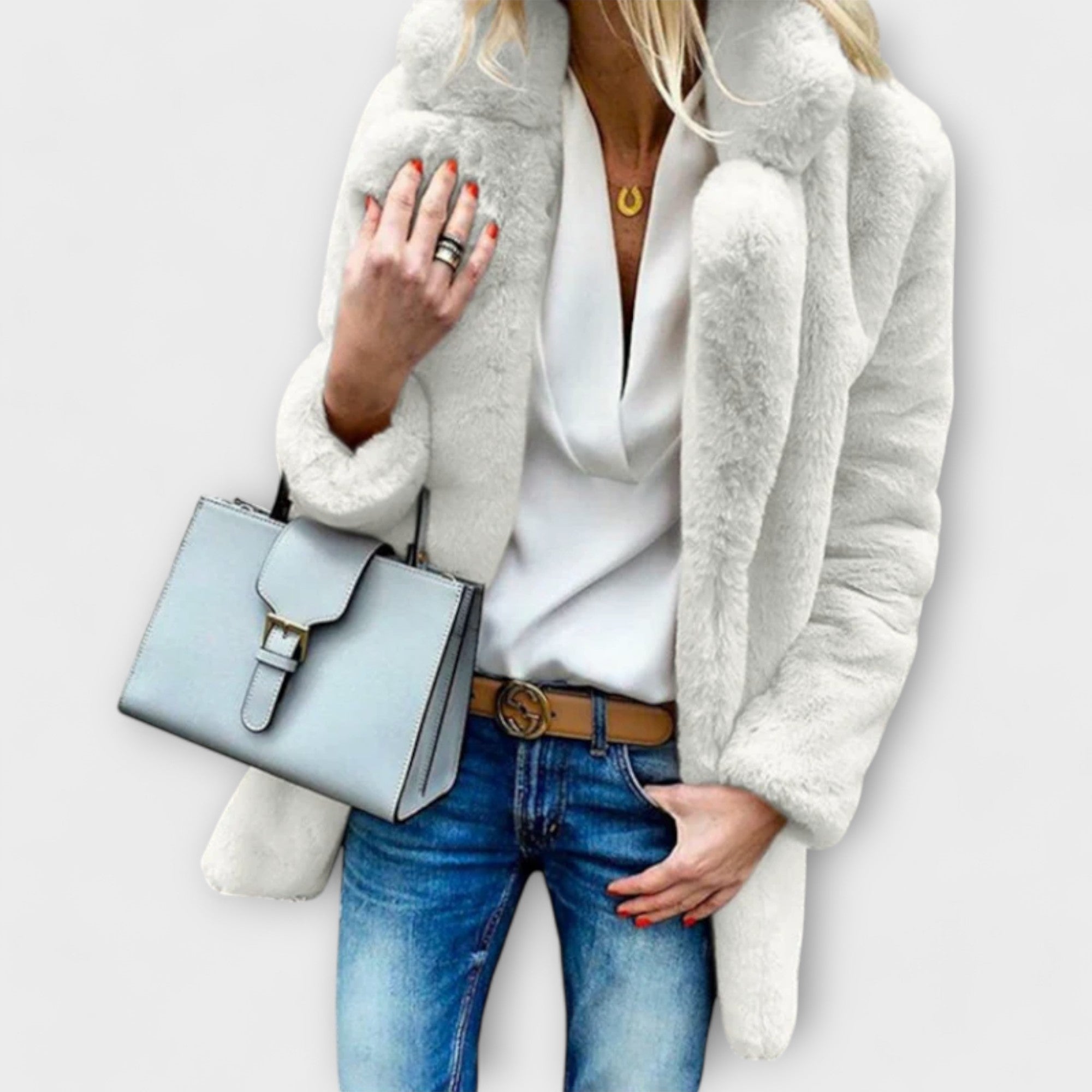 Women’s Long Winter Dress, Long Sleeve, Plush Fabric, Elegant Fit