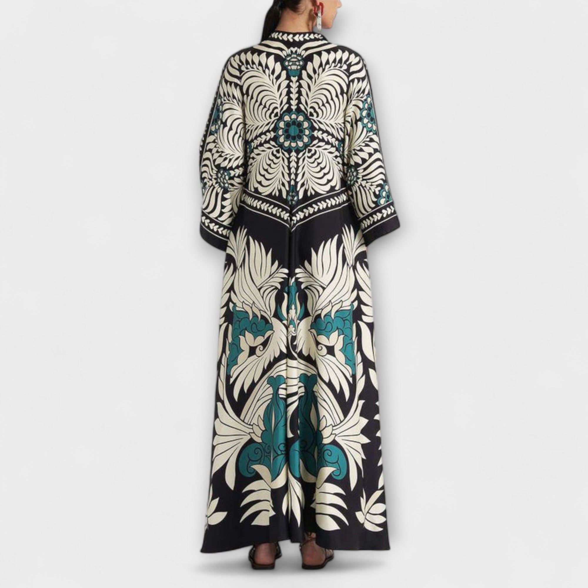 Women’s Maxi Dress, Floral Pattern, Sleeveless, High Collar, Relaxed Fit, Soft Breathable Fabric