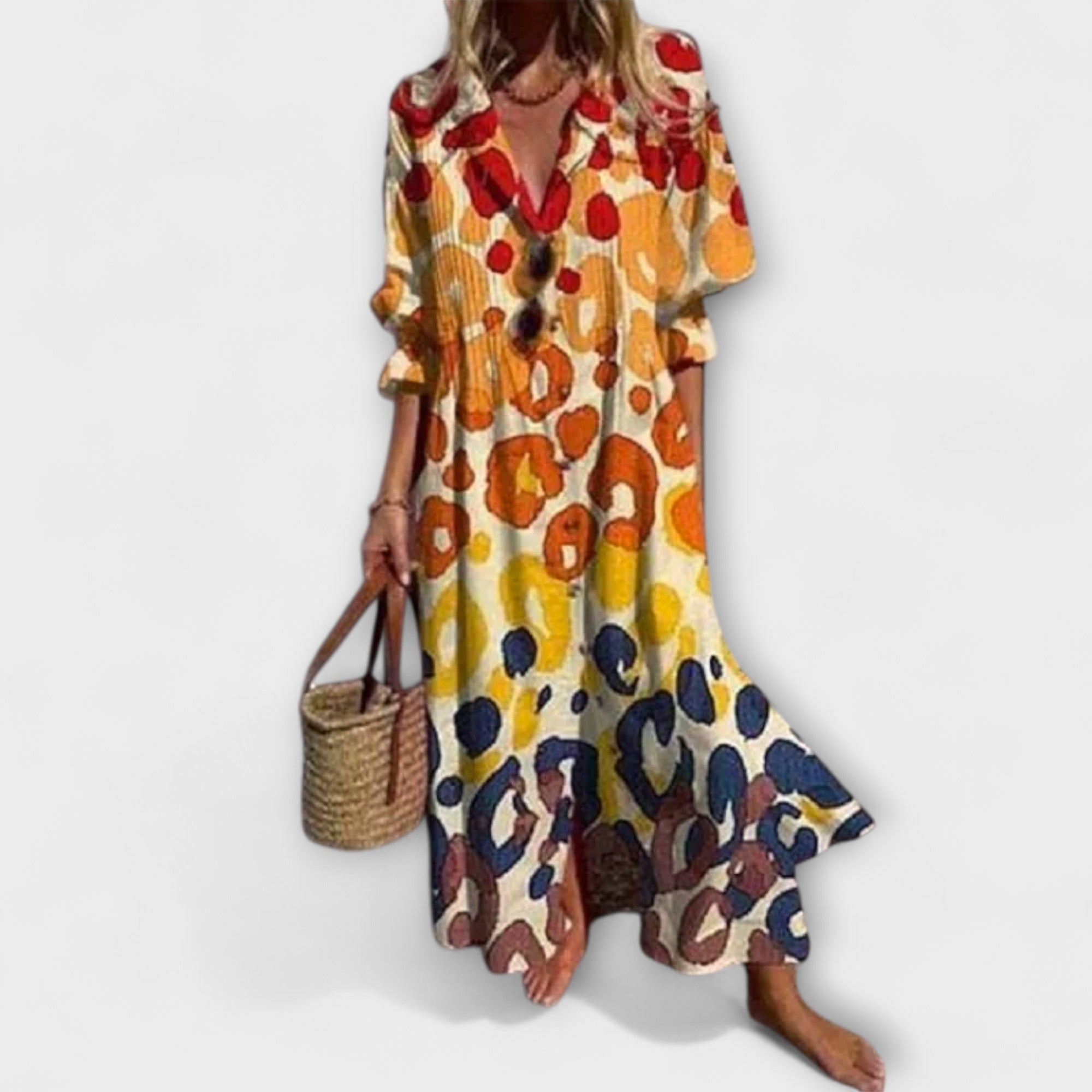 Women’s Maxi Dress, Floral Print, Sleeveless, V-Neck, Relaxed Fit, Lightweight Fabric