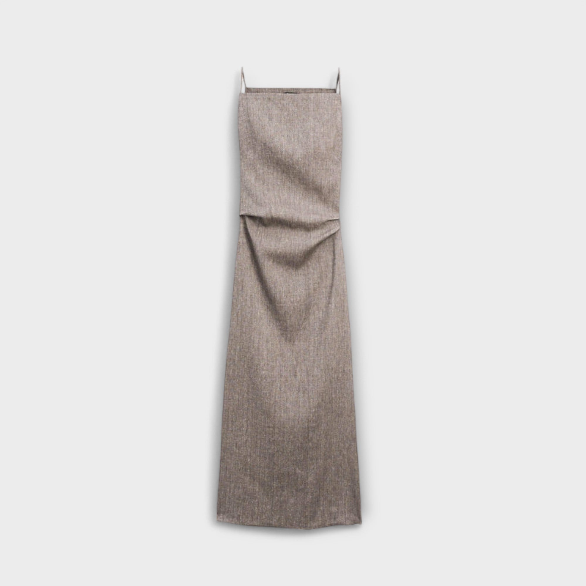 Women’s Maxi Dress, Linen Blend, Sleeveless, Straight Neckline, Relaxed Fit, Adjustable Straps, Ankle Length