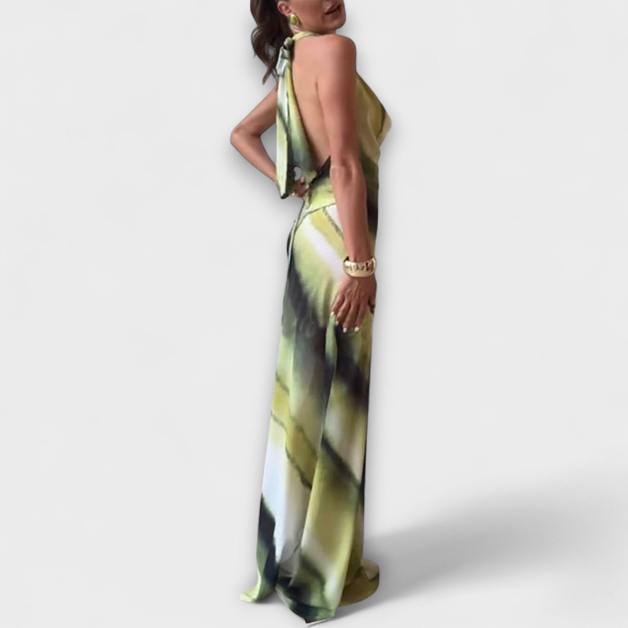 Women’s Maxi Dress, Ombre Tie-Dye Pattern, Sleeveless, Scoop Neck, Slim Fit, Breathable Fabric