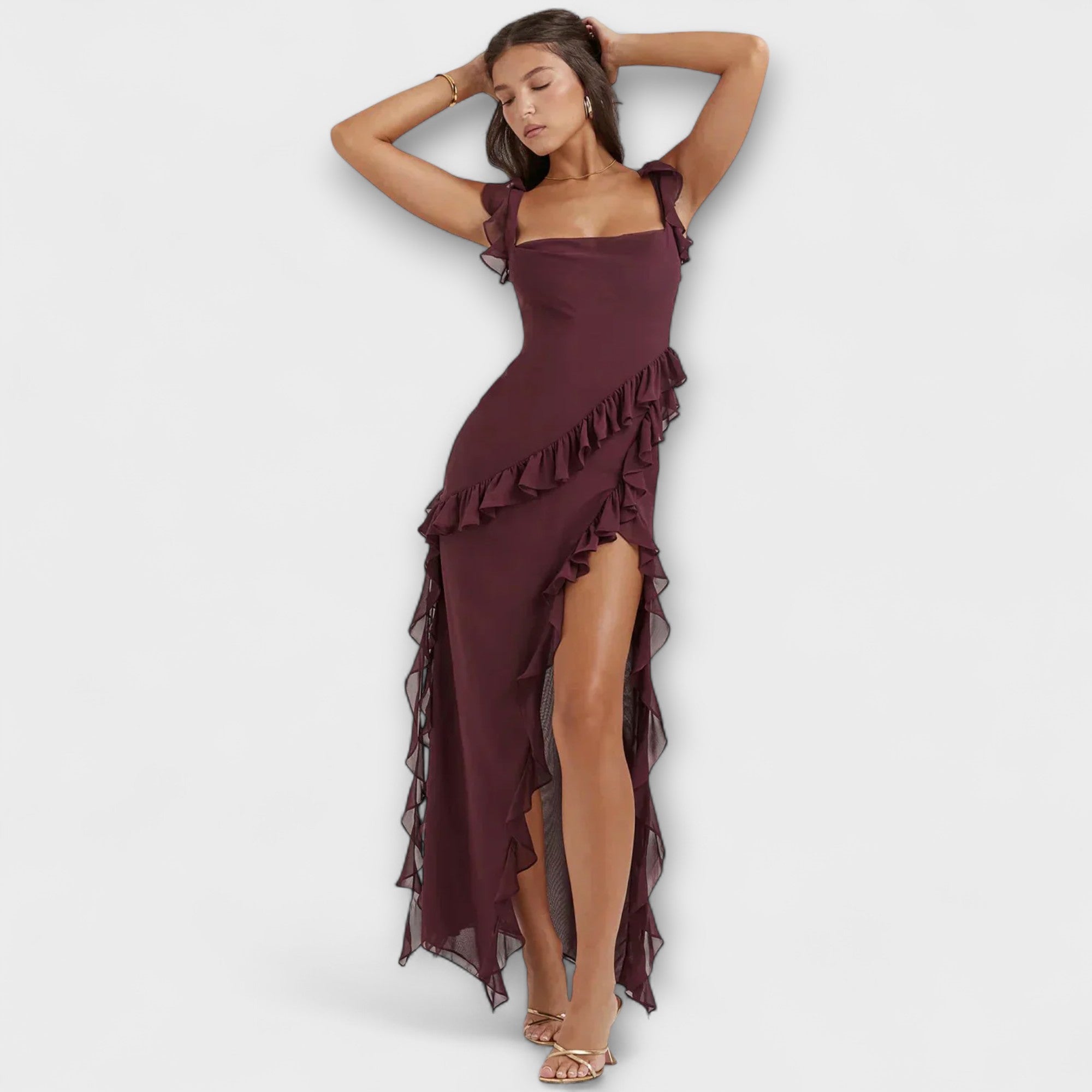 Women’s Maxi Dress, Sleeveless, Elegant Fit, Refined Neckline, High Slit Detail