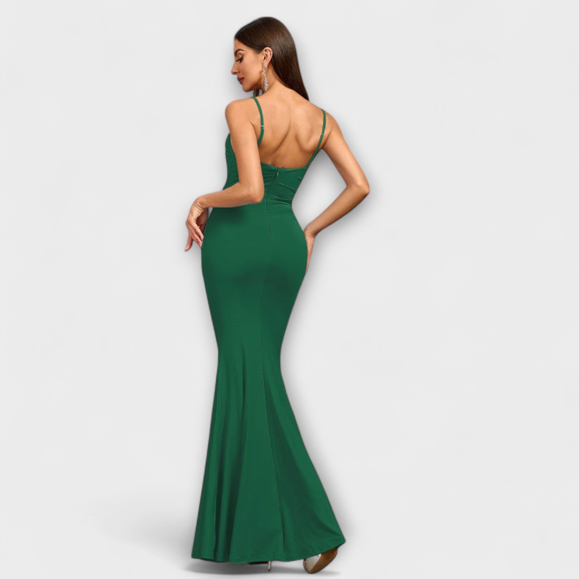 Women’s Maxi Dress, Solid Color, Off-Shoulder, Backless, Slim Fit, Machine Washable Fabric