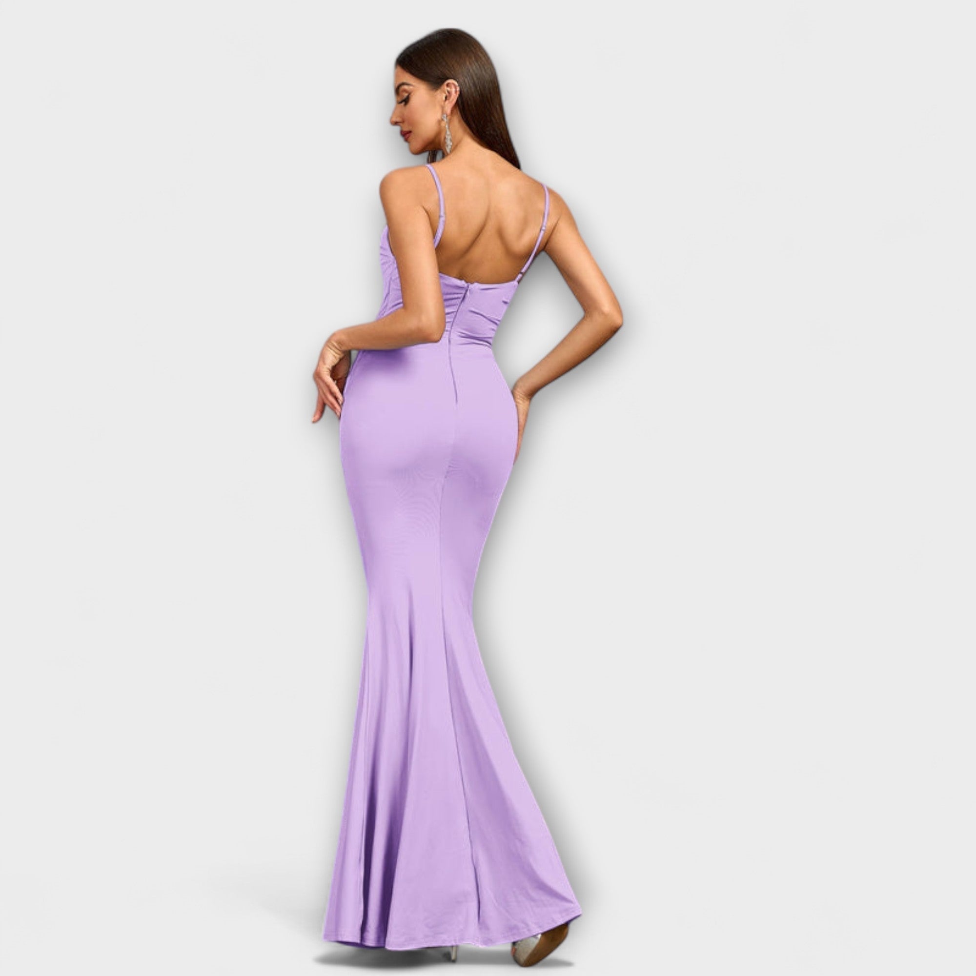 Women’s Maxi Dress, Solid Color, Off-Shoulder, Backless, Slim Fit, Machine Washable Fabric