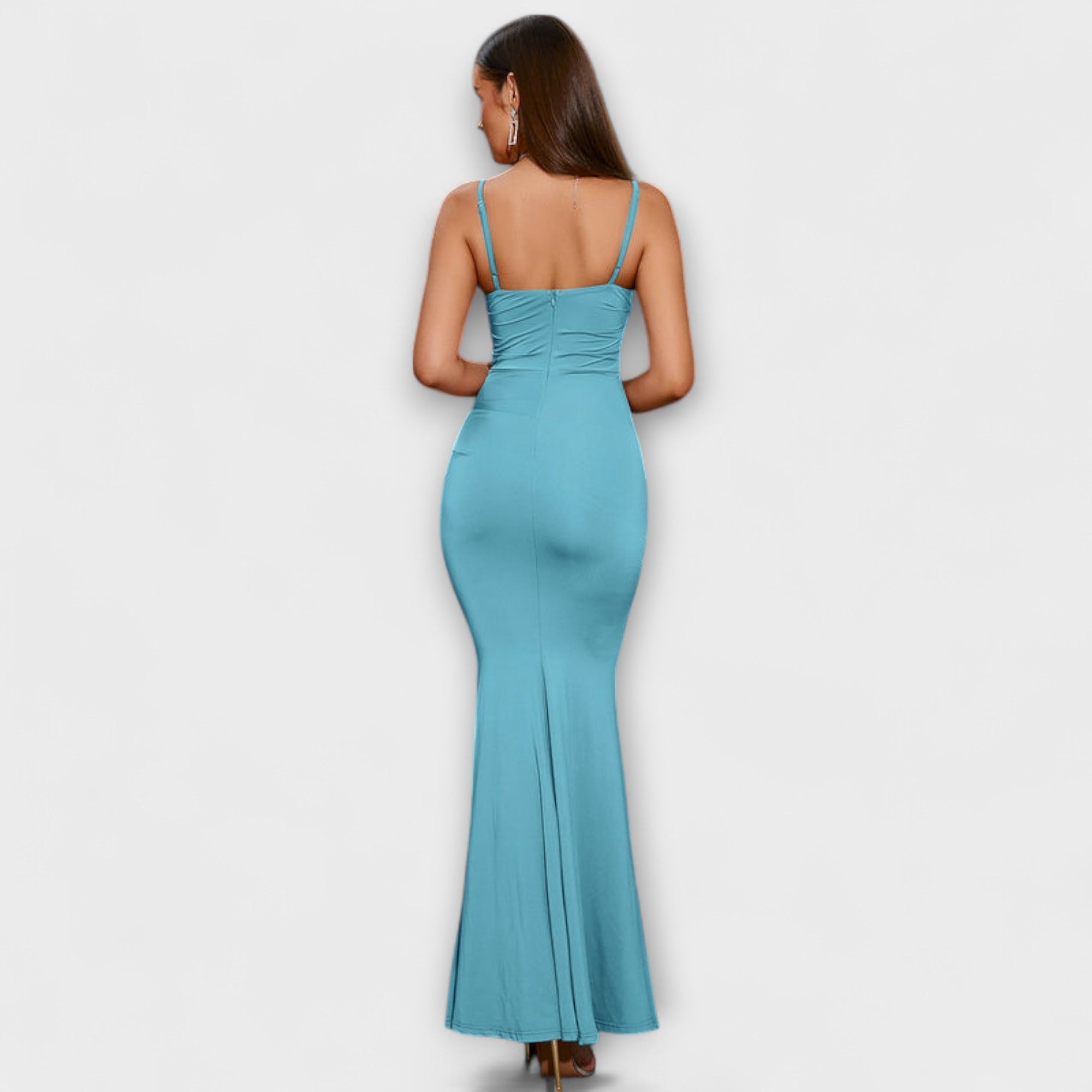 Women’s Maxi Dress, Solid Color, Off-Shoulder, Backless, Slim Fit, Machine Washable Fabric