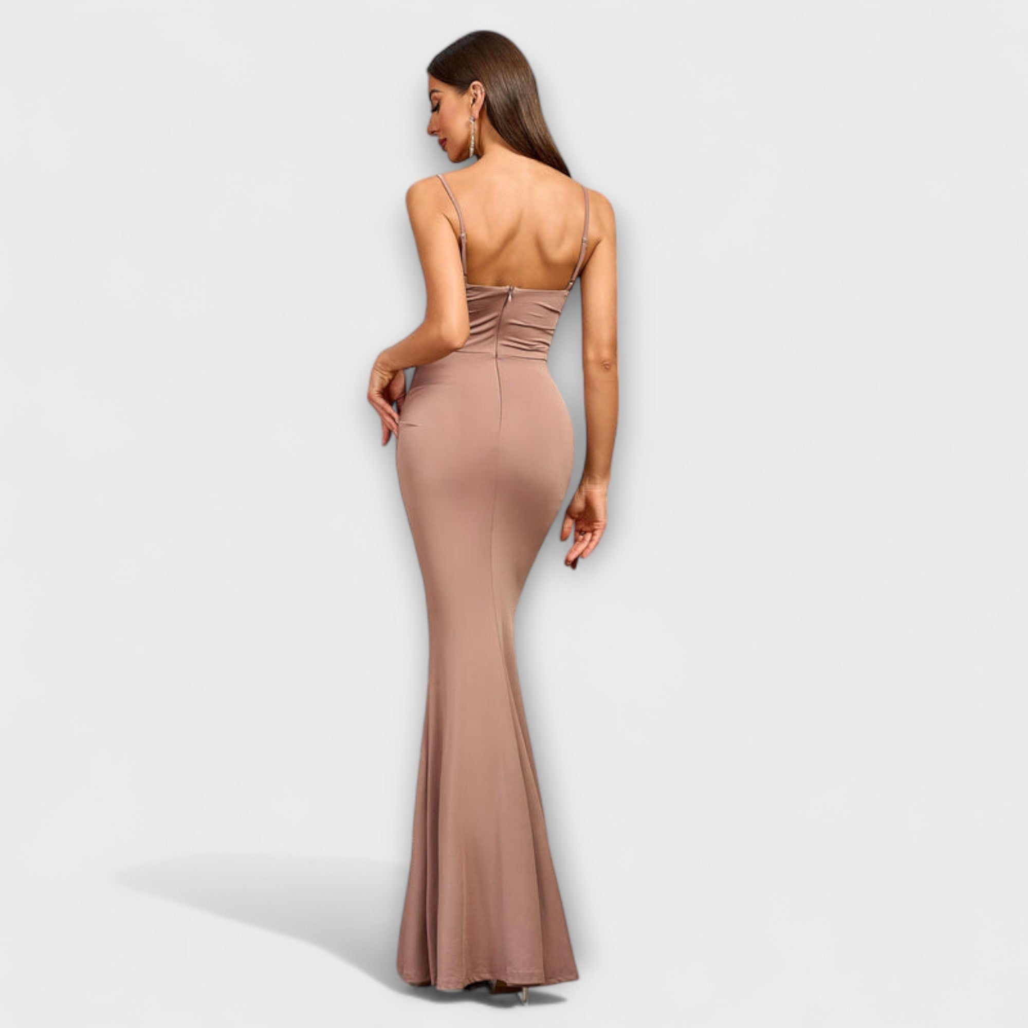 Women’s Maxi Dress, Solid Color, Off-Shoulder, Backless, Slim Fit, Machine Washable Fabric