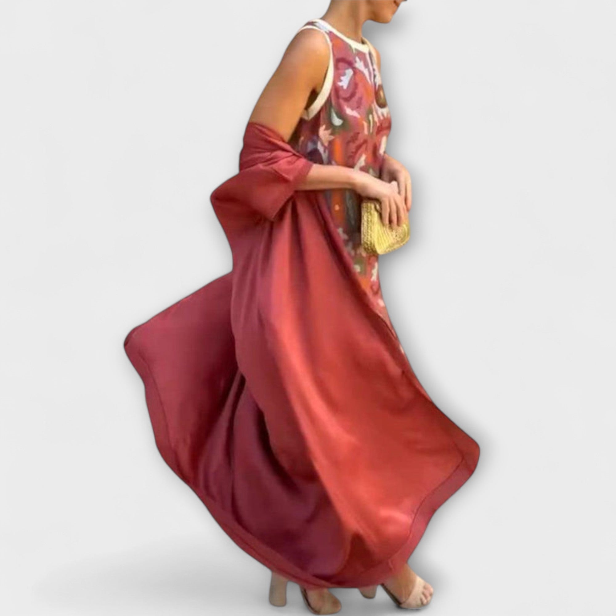 Women’s Maxi Dress, Vibrant Pattern, Loose Fit, Flowing Silhouette