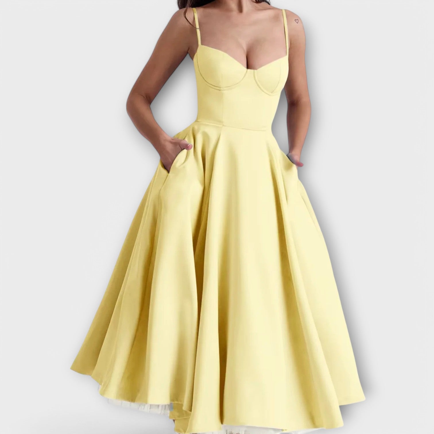 Women’s Midi Dress, Blue, Sleeveless, Strappy Neckline, Fitted, Lightweight Breathable Fabric