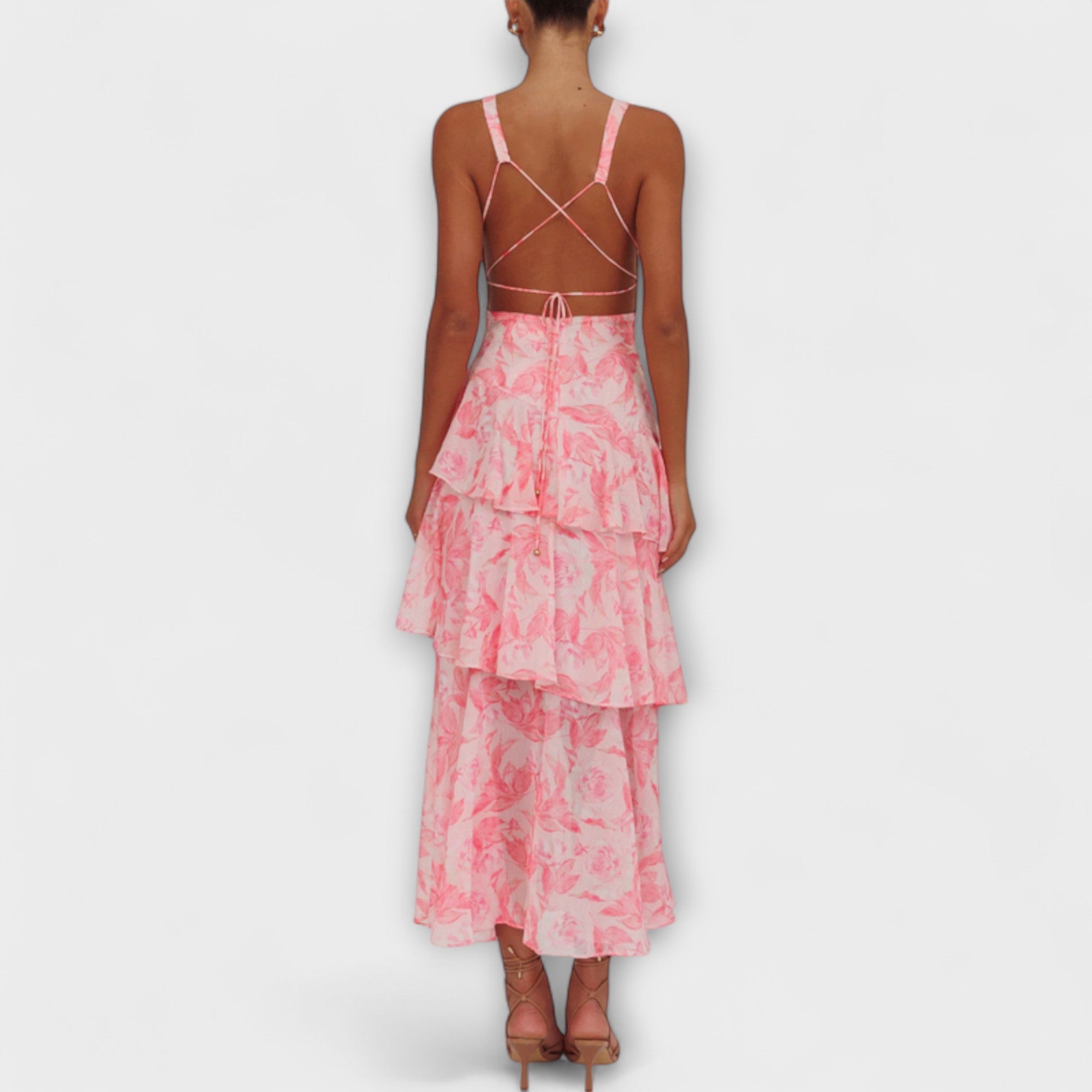 Women’s Midi Dress, Sleeveless, Deep V-Neckline, Casual Fit, Breathable Chiffon, Gem-Inspired Tones