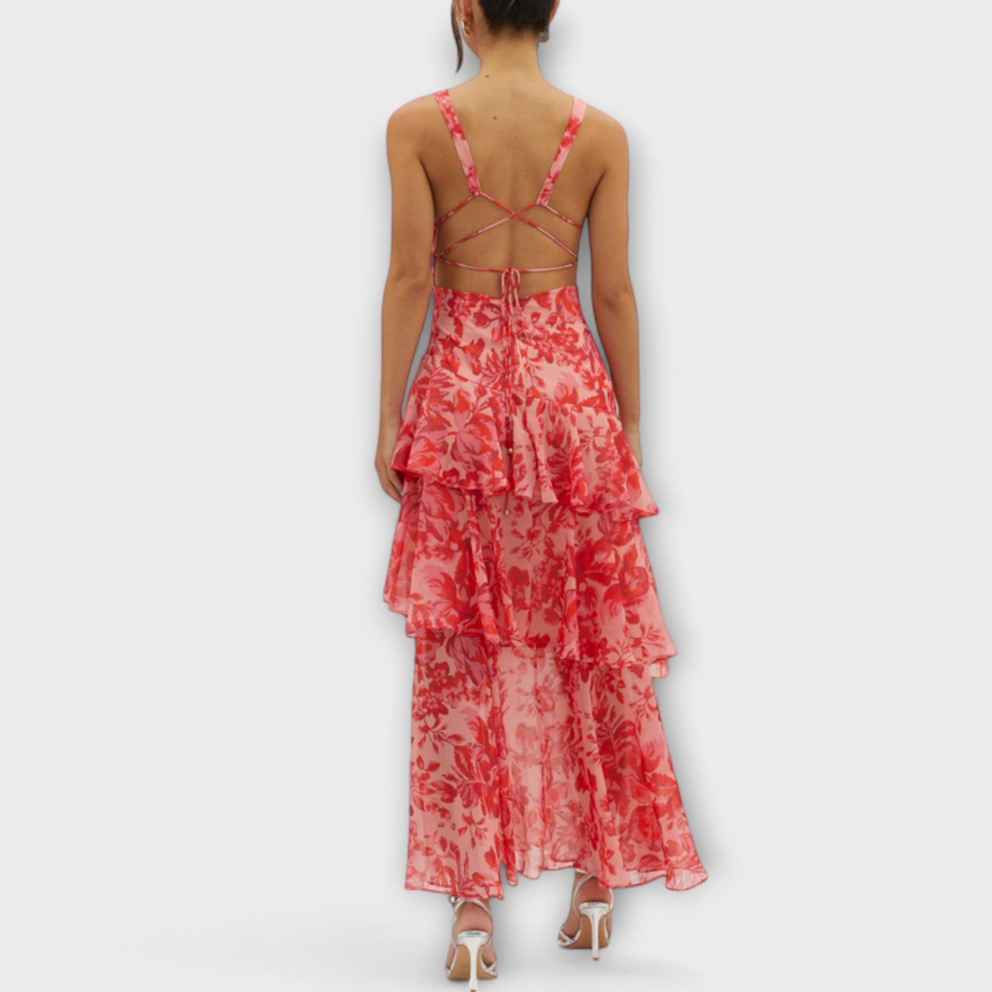 Women’s Midi Dress, Sleeveless, Deep V-Neckline, Casual Fit, Breathable Chiffon, Gem-Inspired Tones