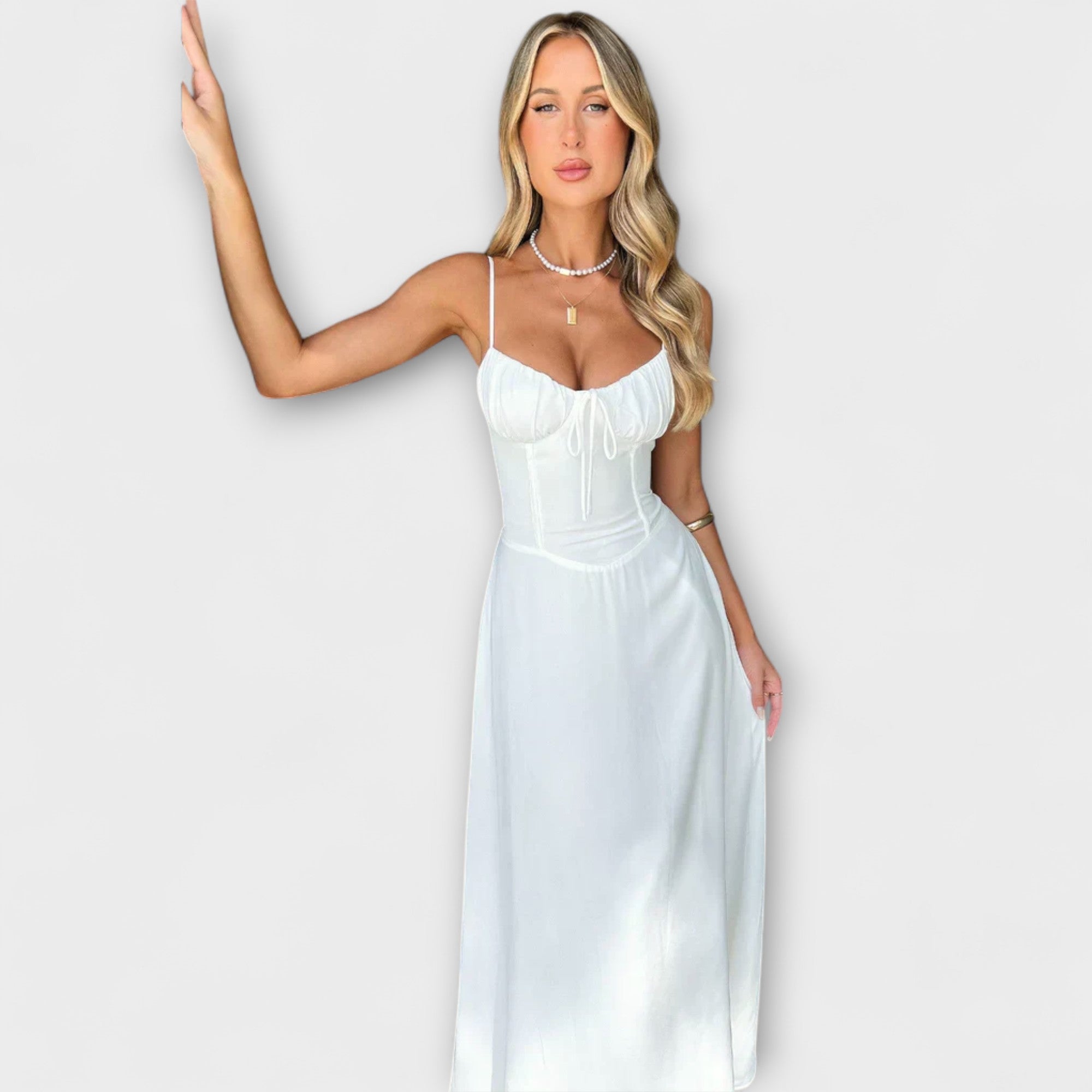 Women’s Midi Dress, Sleeveless, Slim Fit, Round Neck, A-Line Cut, Fabric Blend