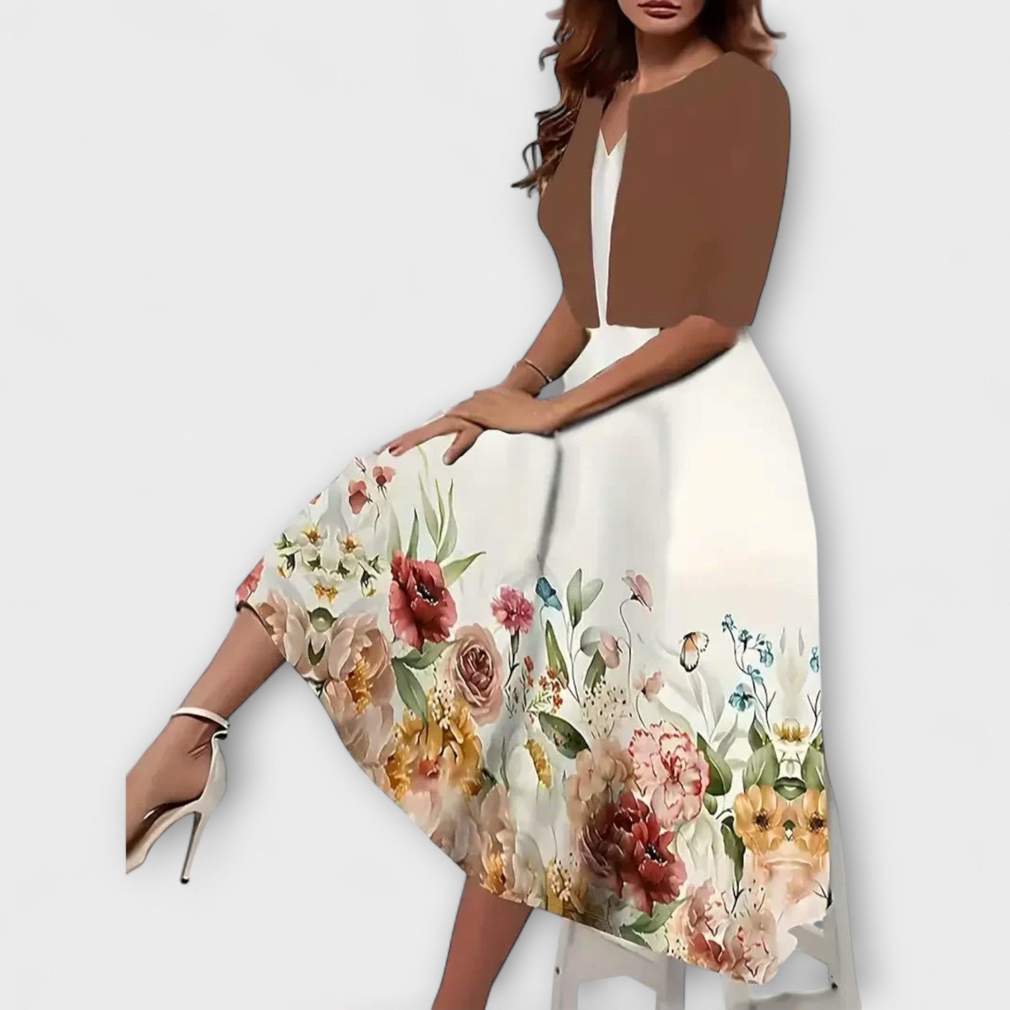 Women’s Midi Dress, Sleeveless V-Neck, Fluid Fit, Lightweight Breathable Fabric