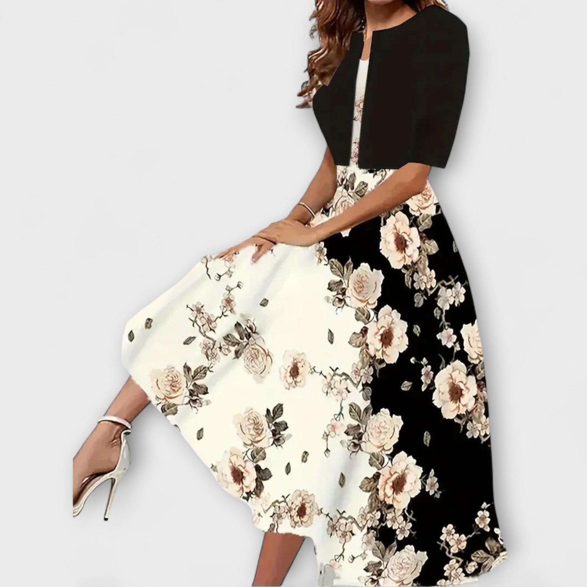 Women’s Midi Dress, Sleeveless V-Neck, Fluid Fit, Lightweight Breathable Fabric