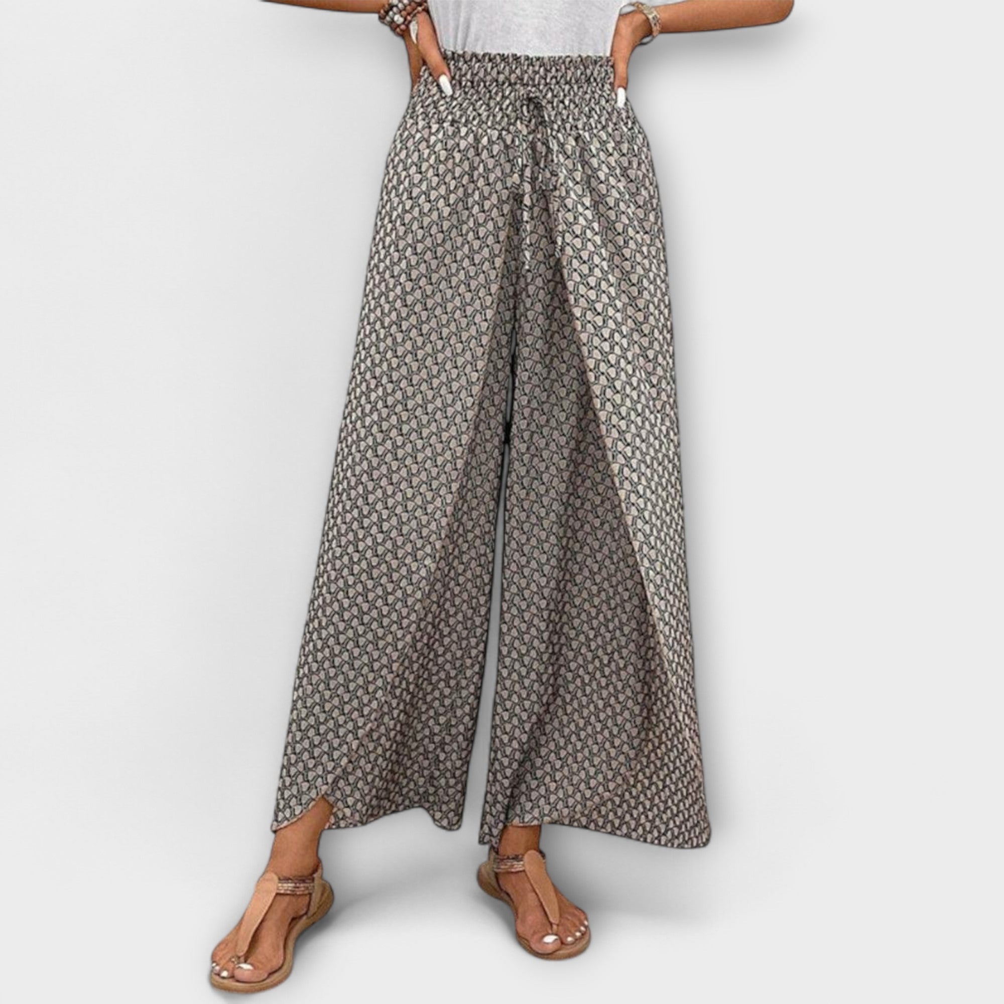 Women’s Palazzo Trousers, Lightweight, High-Rise Waist, Wide-Leg, Comfortable Fit